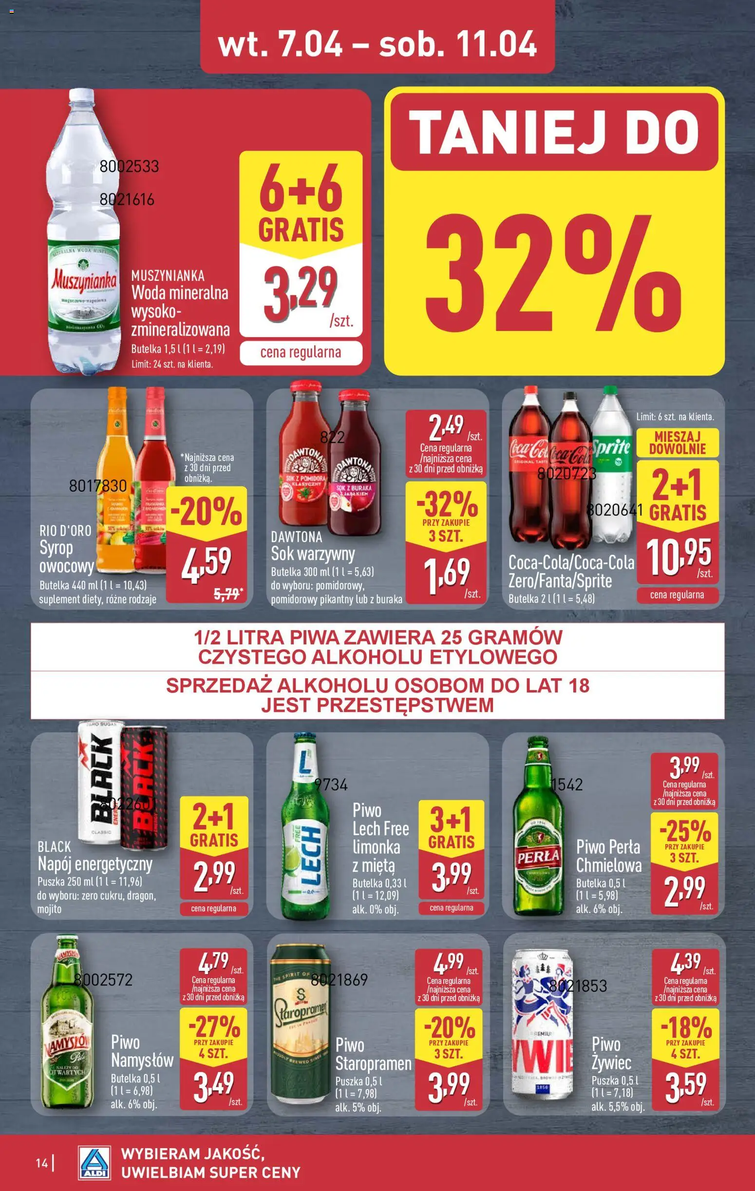 Aldi Polsko leták od 07.04.2026 | Strana: 14 | Produkty: Staropramen, Mojito, Perla, Deky