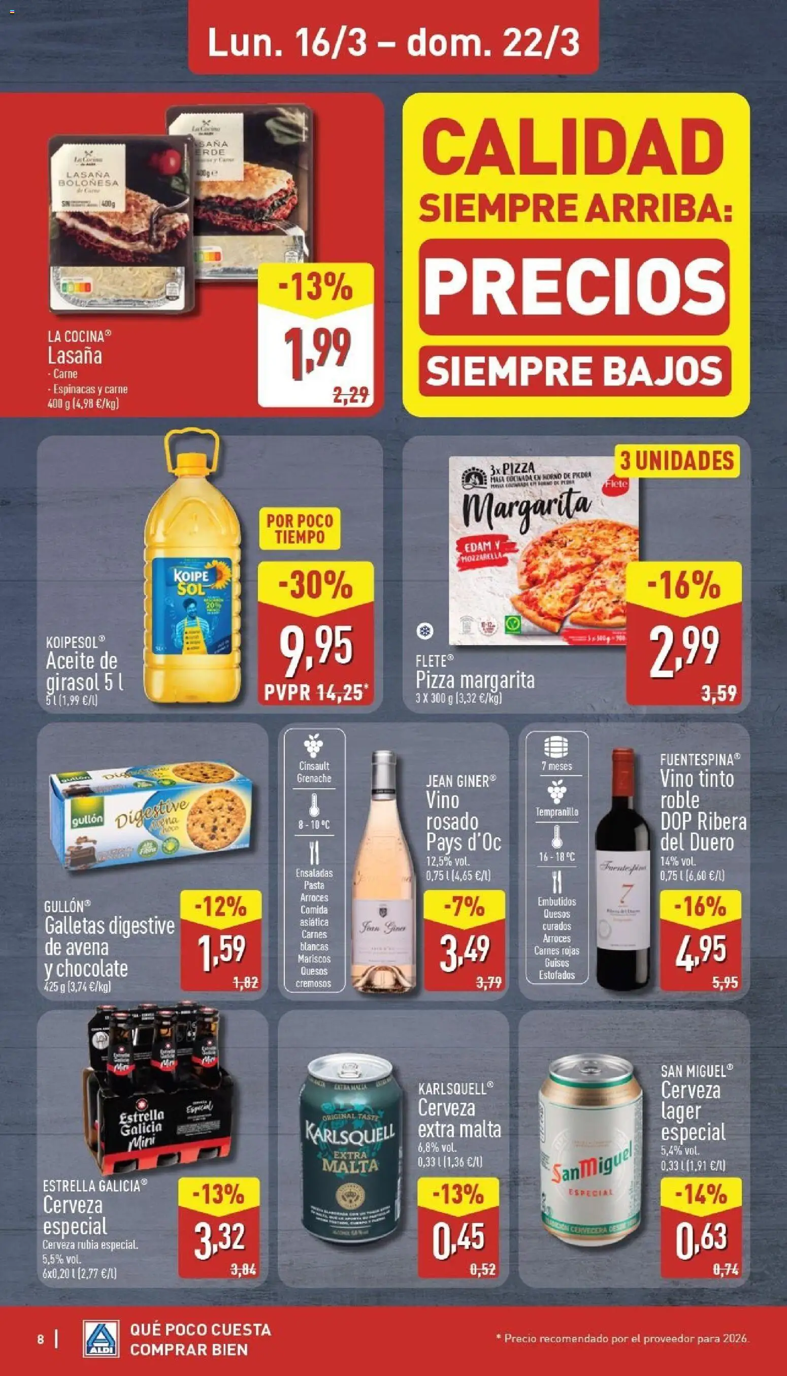 Aldi folleto Canarias │ válido desde el 16.03.2026 | Página: 8 | Productos: Aceite, Pizza, Νυχτικό, Lasaña