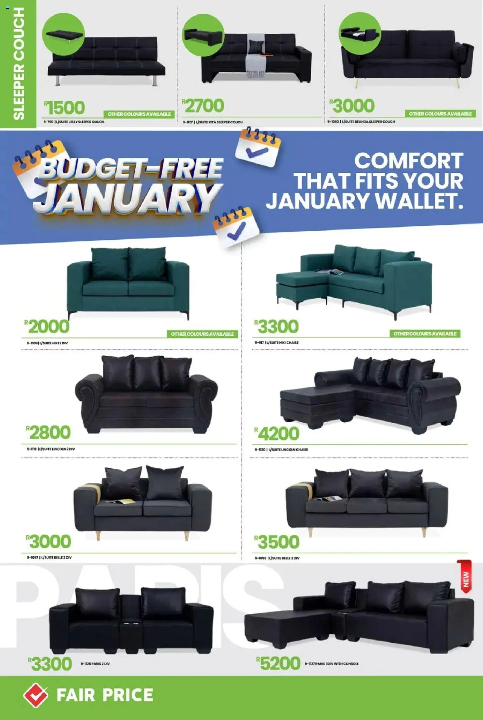 New Fair Price catalogue – valid from 01.01.2026 | Page: 8 | Products: Couch, Chaise