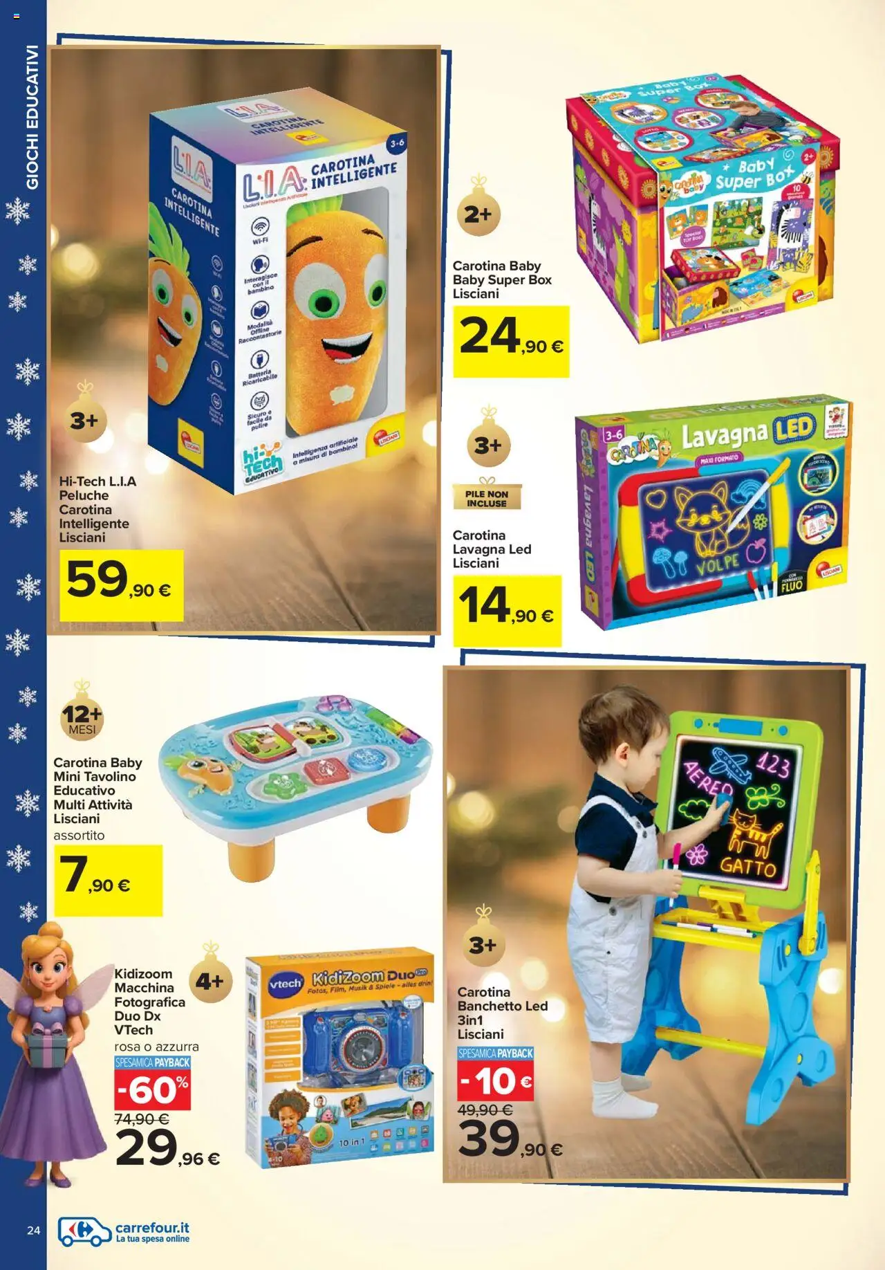 Volantino Carrefour del 24.10.2025 | Pagina: 24 | Prodotti: Pile, Tavolino, Cd, Batteria