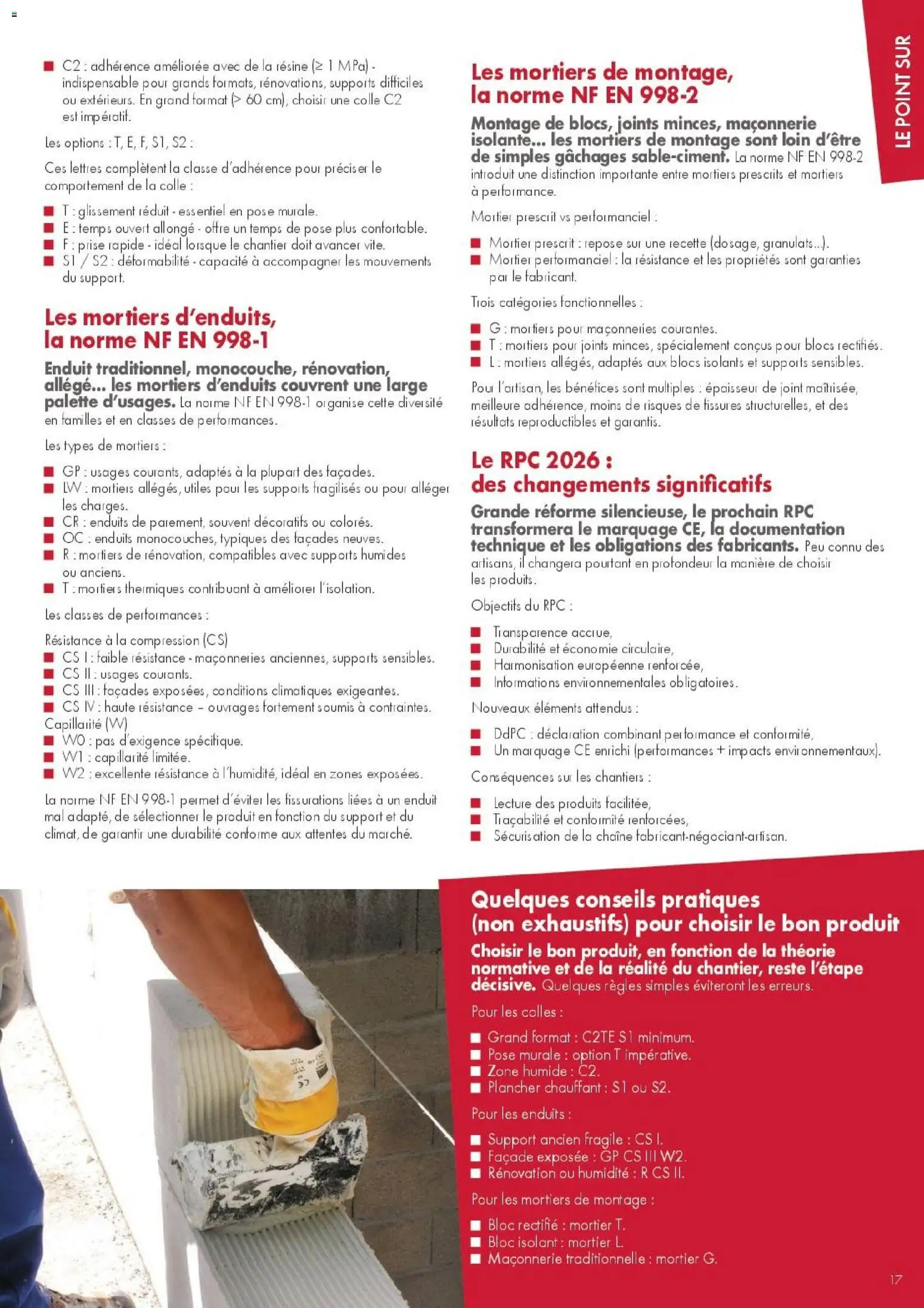 {H1} | Page: 17 | Produits: Mortier, Prise, Colle