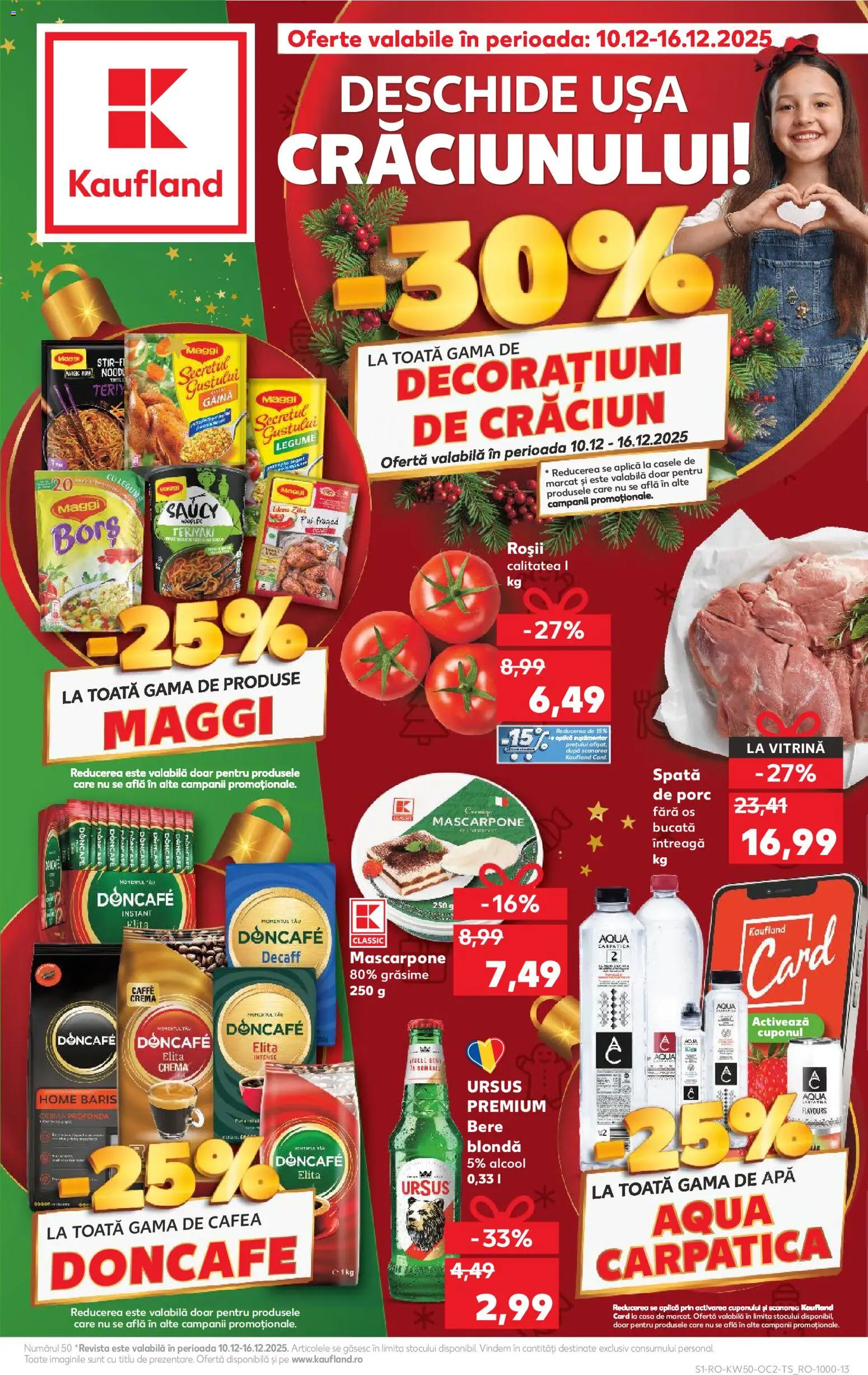 Kaufland RO akciós ujság - amely érvényes a következő dátumtól: 10.12.2025 | Oldal: 1 | Termékek: Maggi, Mascarpone