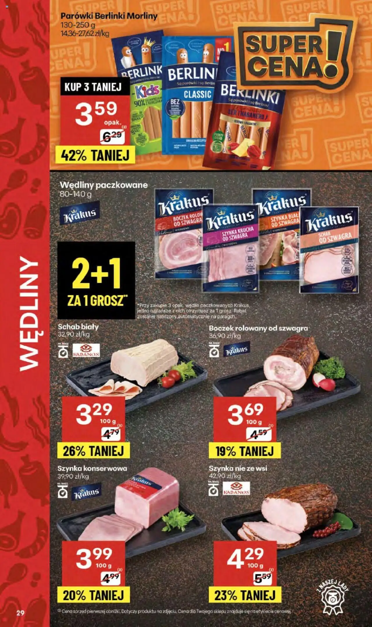 Delikatesy Centrum Gazetka - Sklepy Własne od 02.10.2025 | Strona: 29 | Produkty: Parówki berlinki, Schab, Parówki, Wędliny