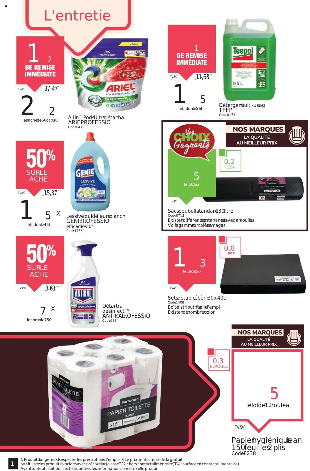 {H1} | Page: 18 | Produits: Poubelle, Papier toilette, Lessive, Sacs poubelle