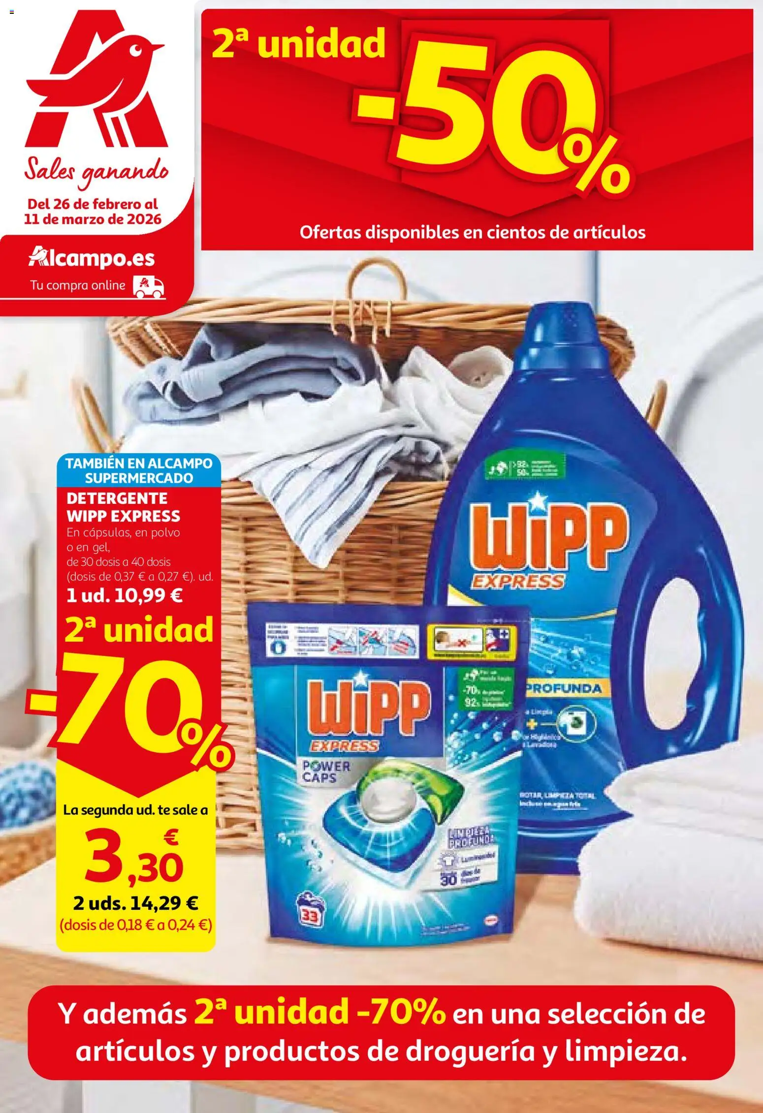 Alcampo - HG Nacional Unificado │ válido desde el 26.02.2026 | Página: 1 | Productos: Polvo, Detergente, Té