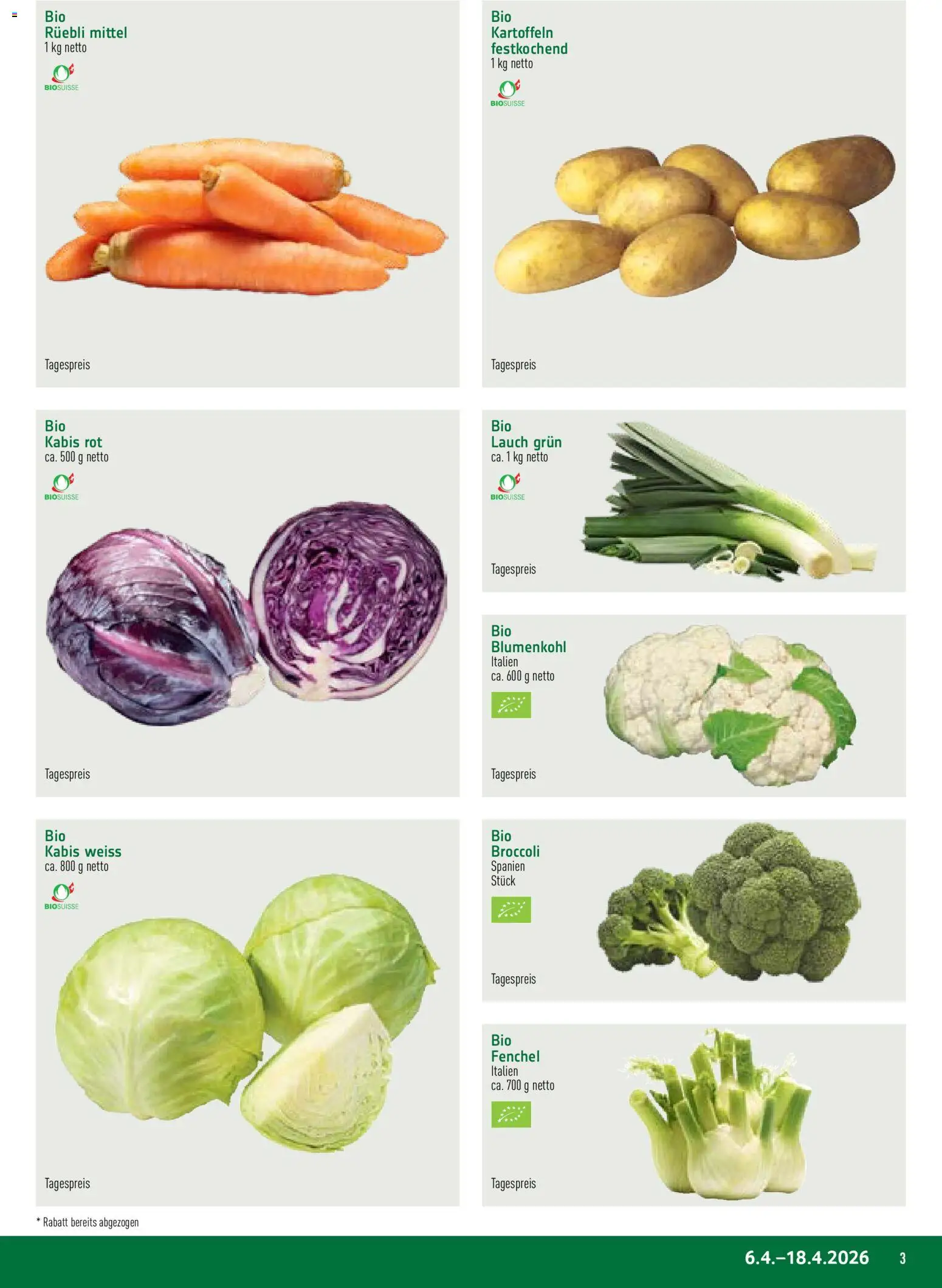 Prodega aktionen Natura – gültig ab 06.04.2026 | Seite: 3 | Produkte: Blumenkohl, Kartoffeln