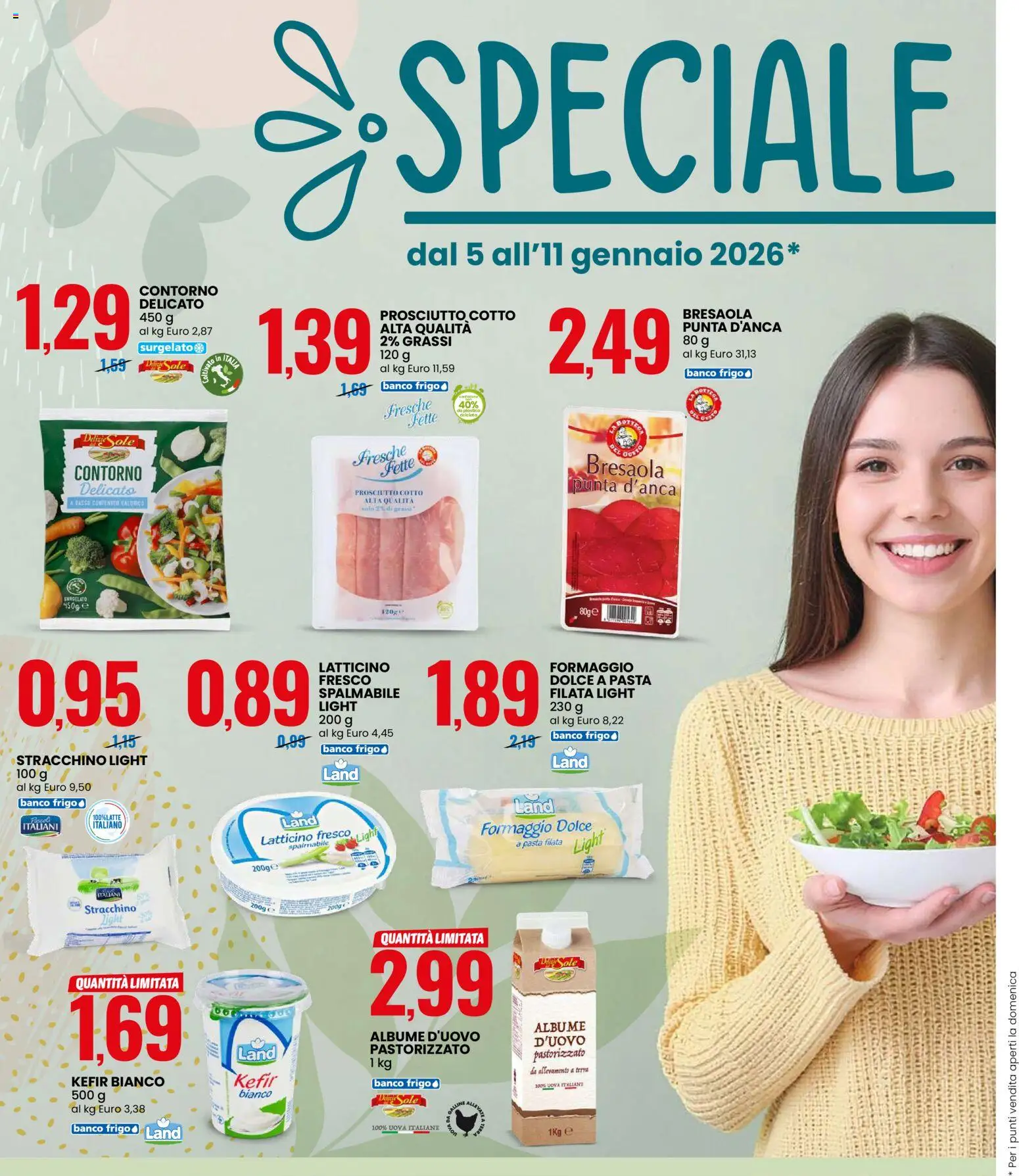 Volantino Eurospin del 05.01.2026 | Pagina: 8 | Prodotti: Prosciutto Cotto, Uova, Pasta, Terra