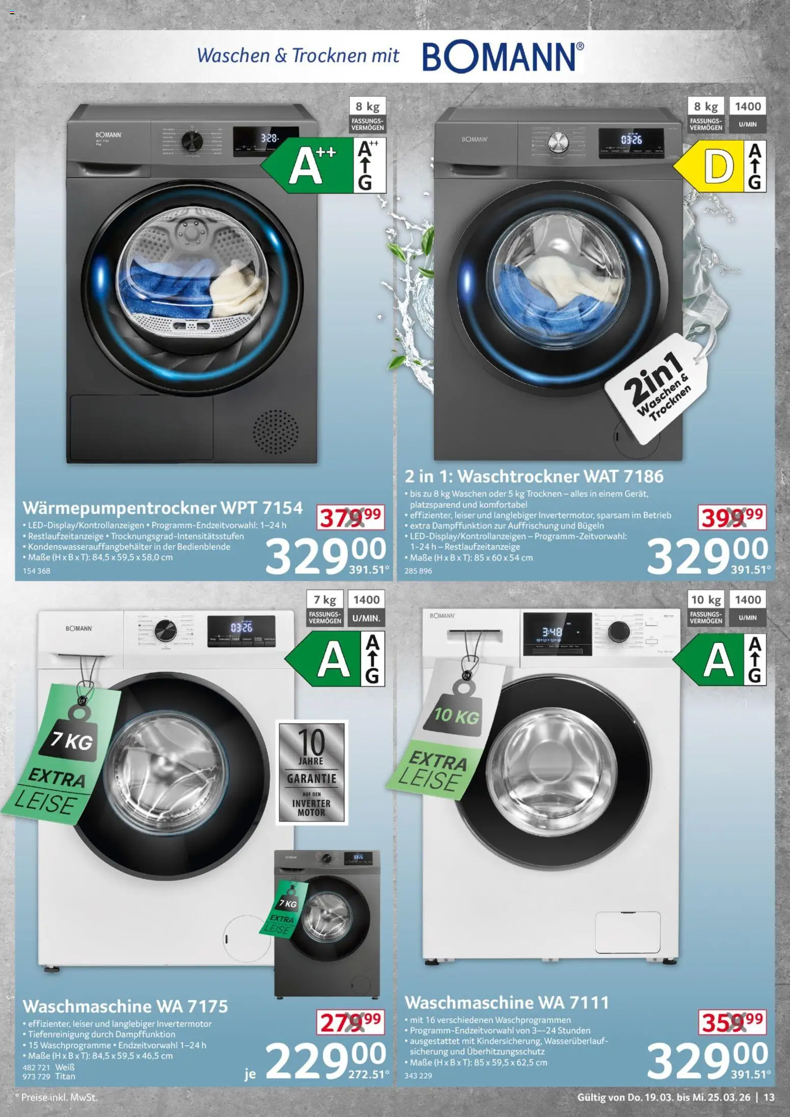 Selgros Non Food – gültig ab 19.03.2026 | Seite: 13 | Produkte: Waschmaschine, Waschtrockner