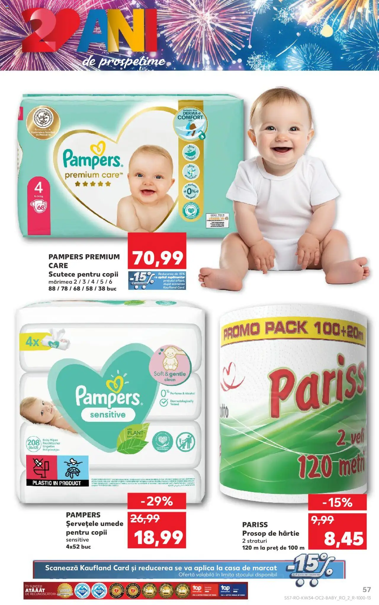 Kaufland RO akciós ujság - amely érvényes a következő dátumtól: 20.08.2025 | Oldal: 57 | Termékek: Pampers