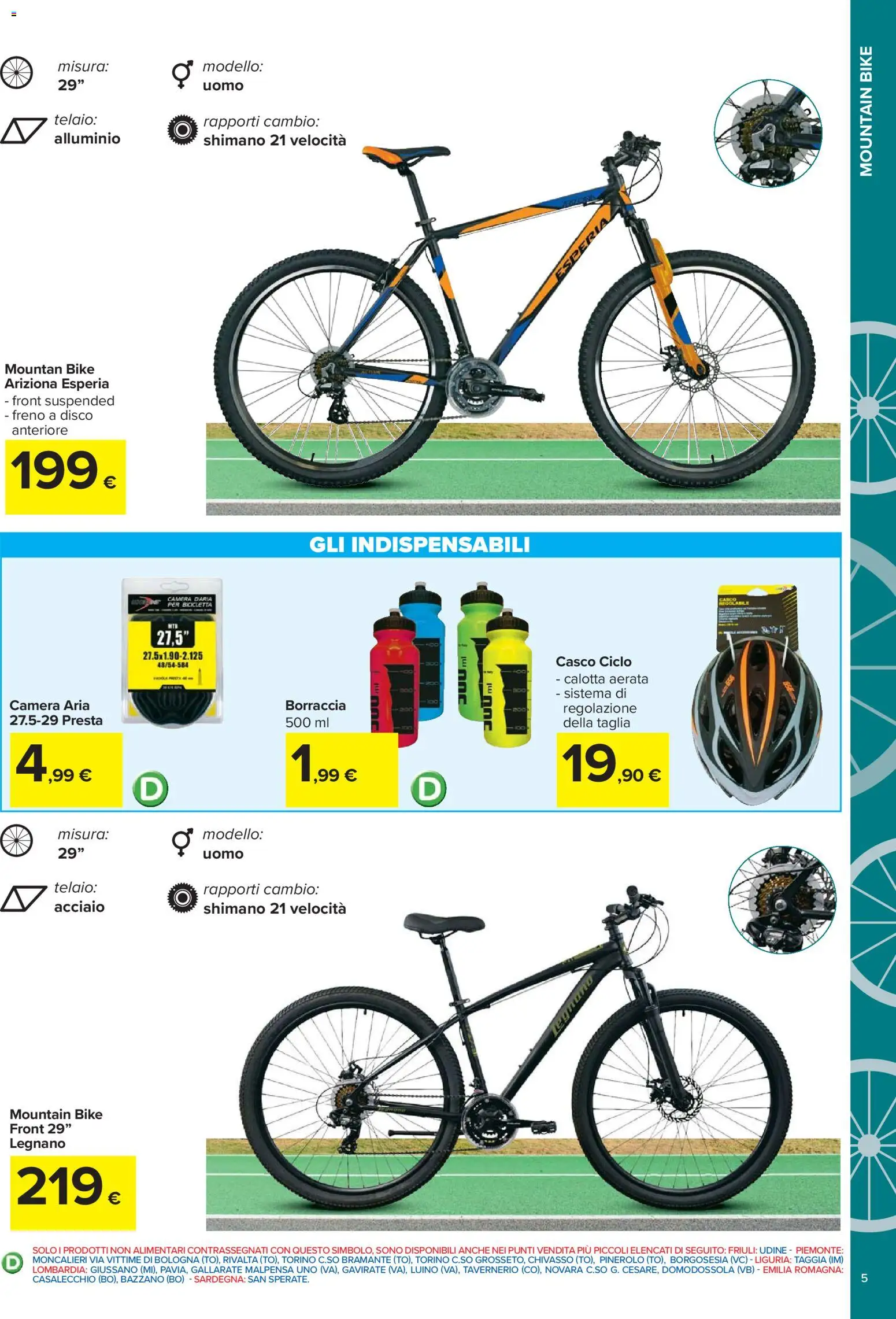 Volantino Carrefour del 20.04.2026 | Pagina: 5 | Prodotti: Bicicletta, Disco, Alluminio, Borraccia