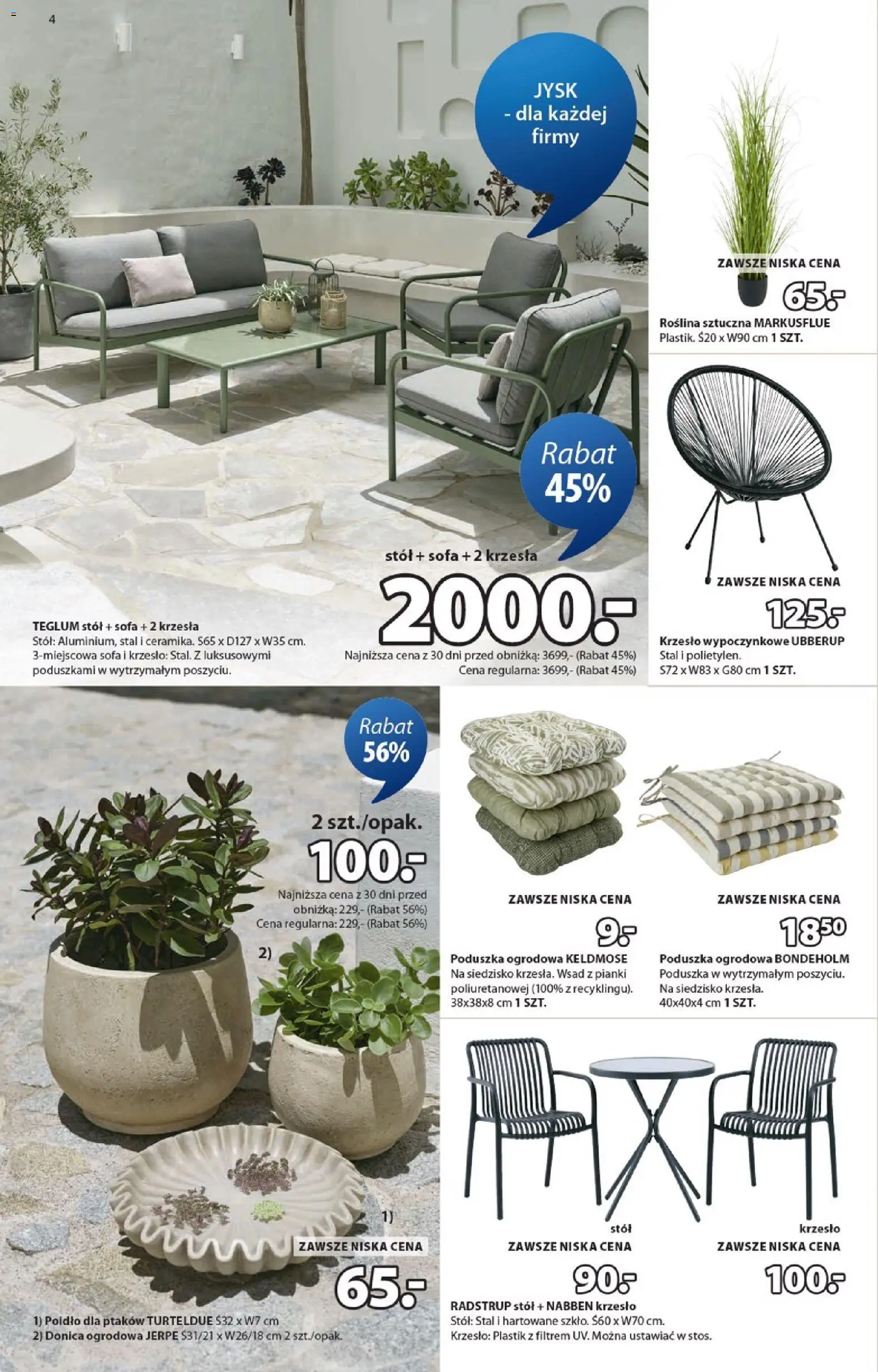 JYSK gazetka od 04.03.2026 | Strona: 4 | Produkty: Poduszka, Sofa, Krzesło, Pianki