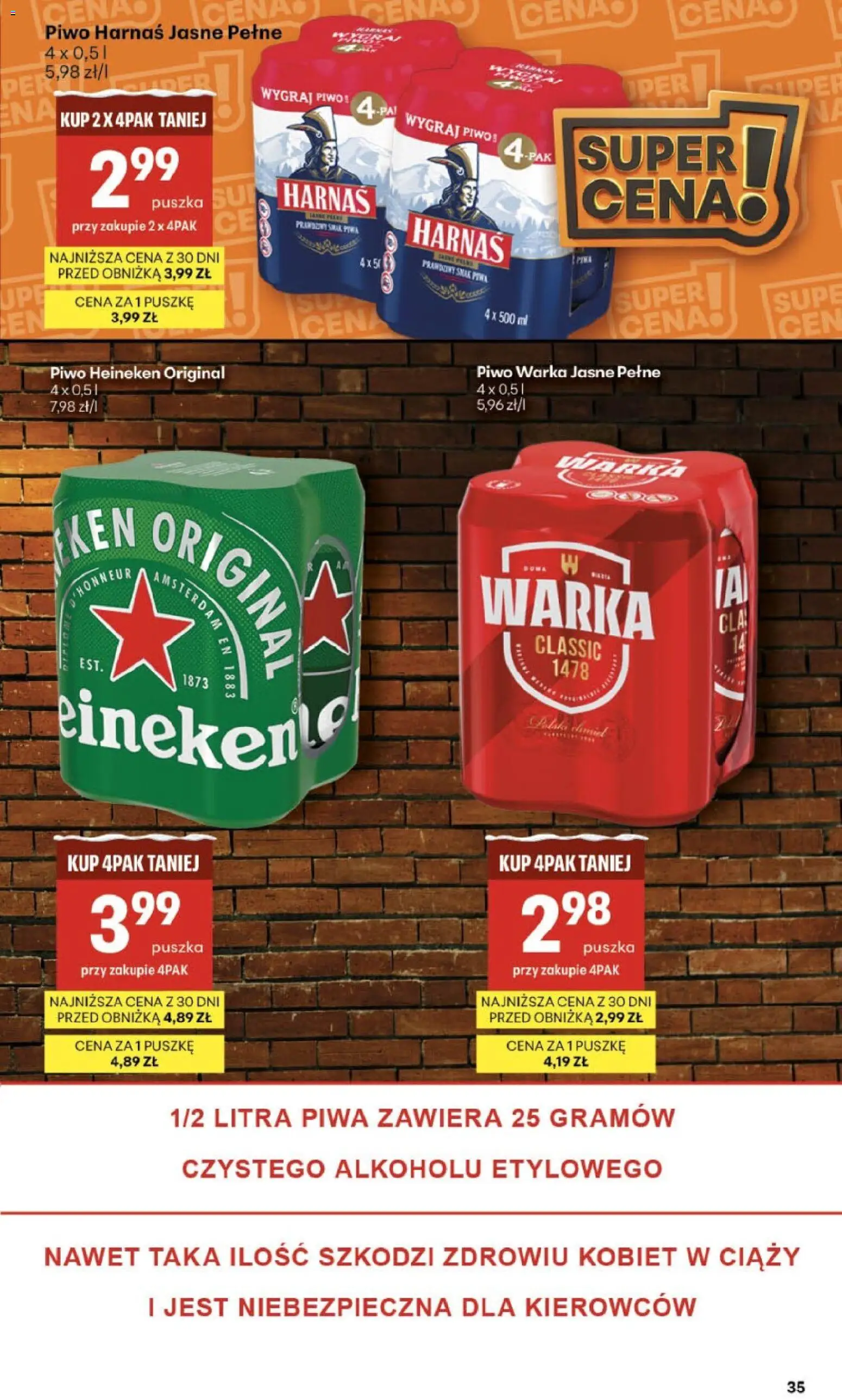 Delikatesy Centrum Gazetka - Sklepy Własne od 22.01.2026 | Strona: 35 | Produkty: Warka, Piwo Warka, Harnaś, Heineken