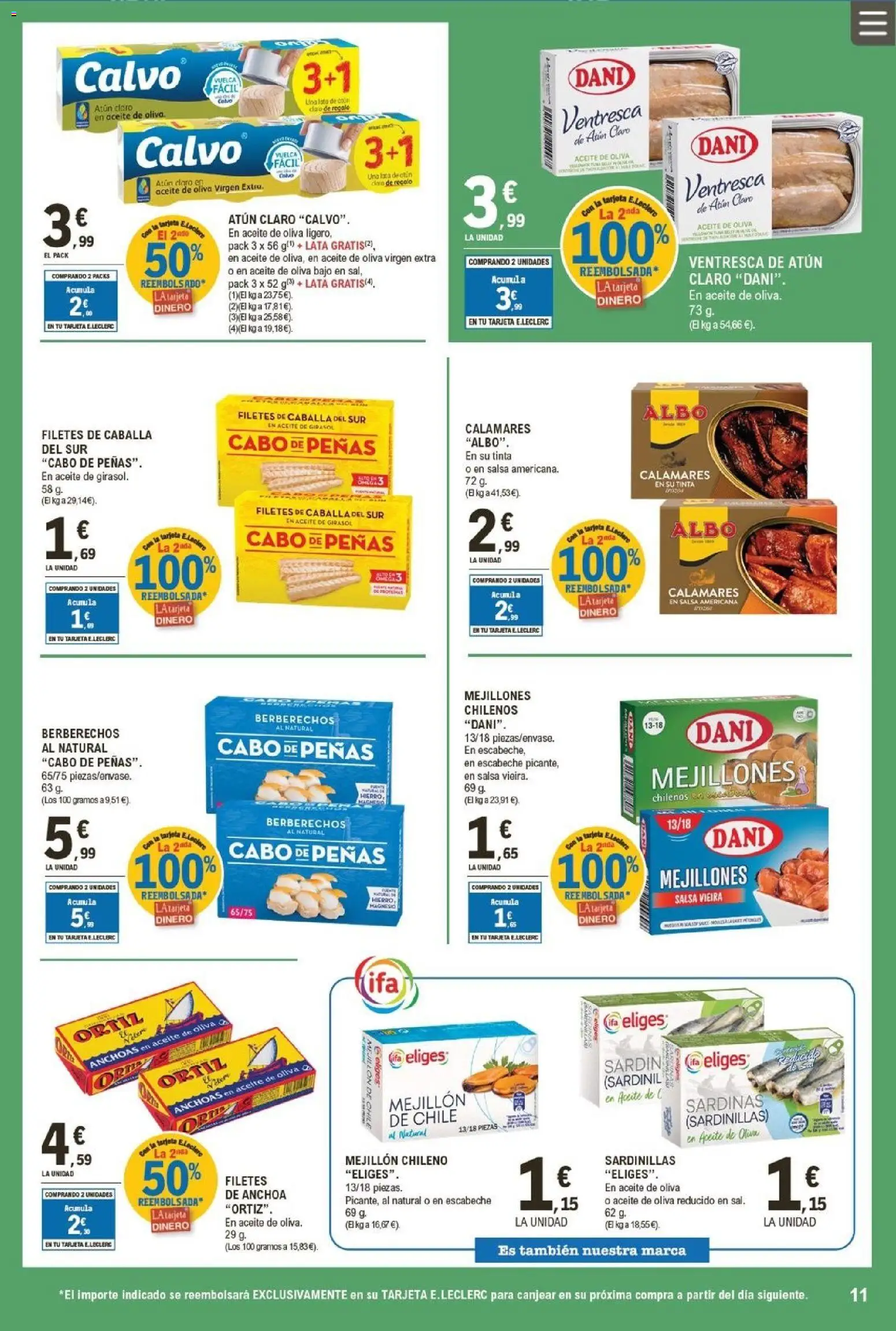 E.Leclerc folleto │ válido desde el 21.01.2026 | Página: 11 | Productos: Aceite, Aceite de oliva, Aceite de girasol, Atún claro
