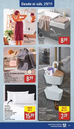 Vista previa NOVITESSEⓇ Toallas de mano o de ducha, 100% algodón. Gramaje: 500 g/m². Disponibles en diferentes modelos: • 2 toallas mano: 50 x 100 cm. • Toalla de ducha: 70 x 140 cm. Unidad / Pack válido desde el 24.11.2025 | Página: 39 | Productos: Funda, Ducha