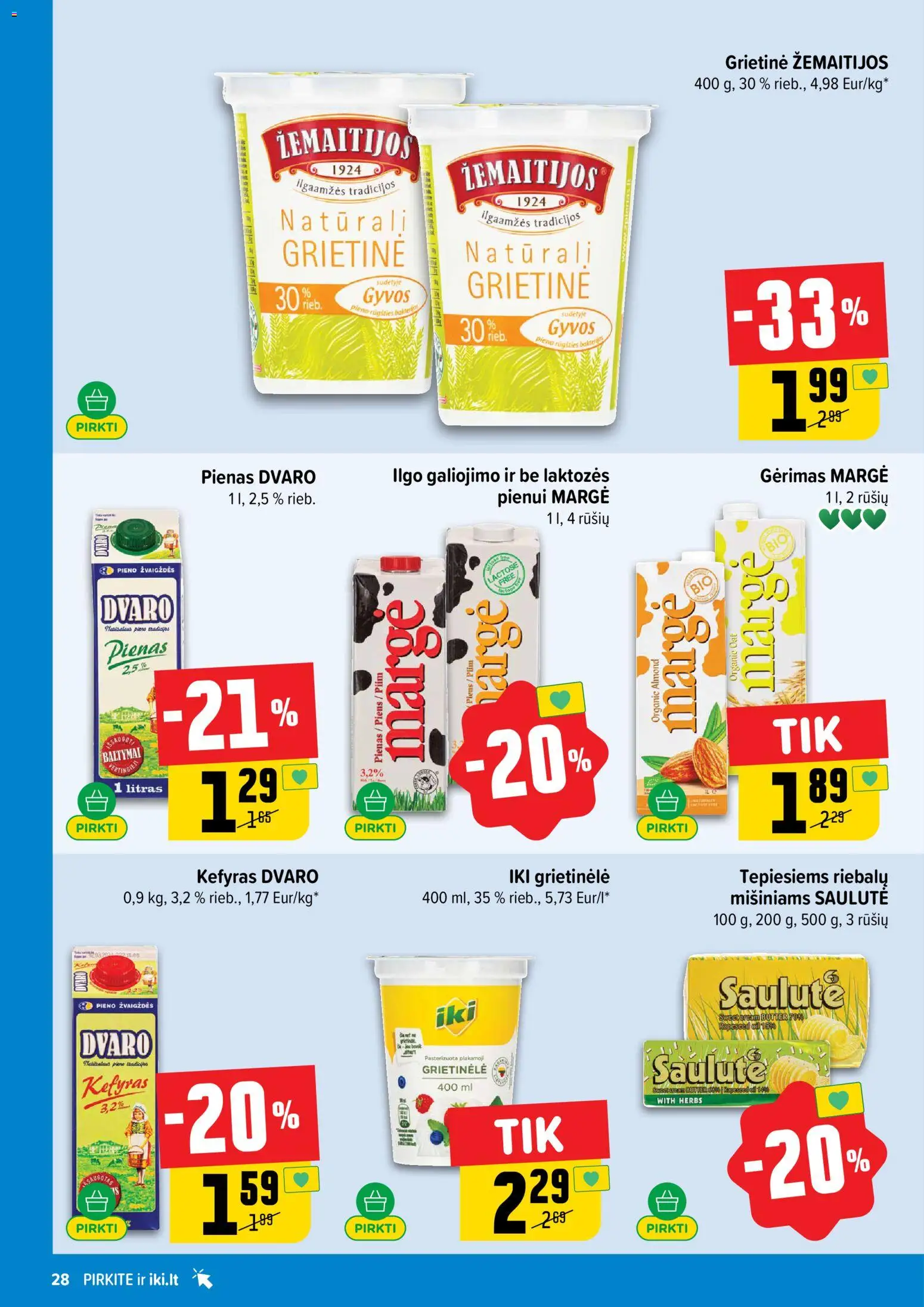 IKI akcijos nuo 20.04.2026 | Puslapis: 28 | Prekių: Grietinėlė, Pienas, Grietinė