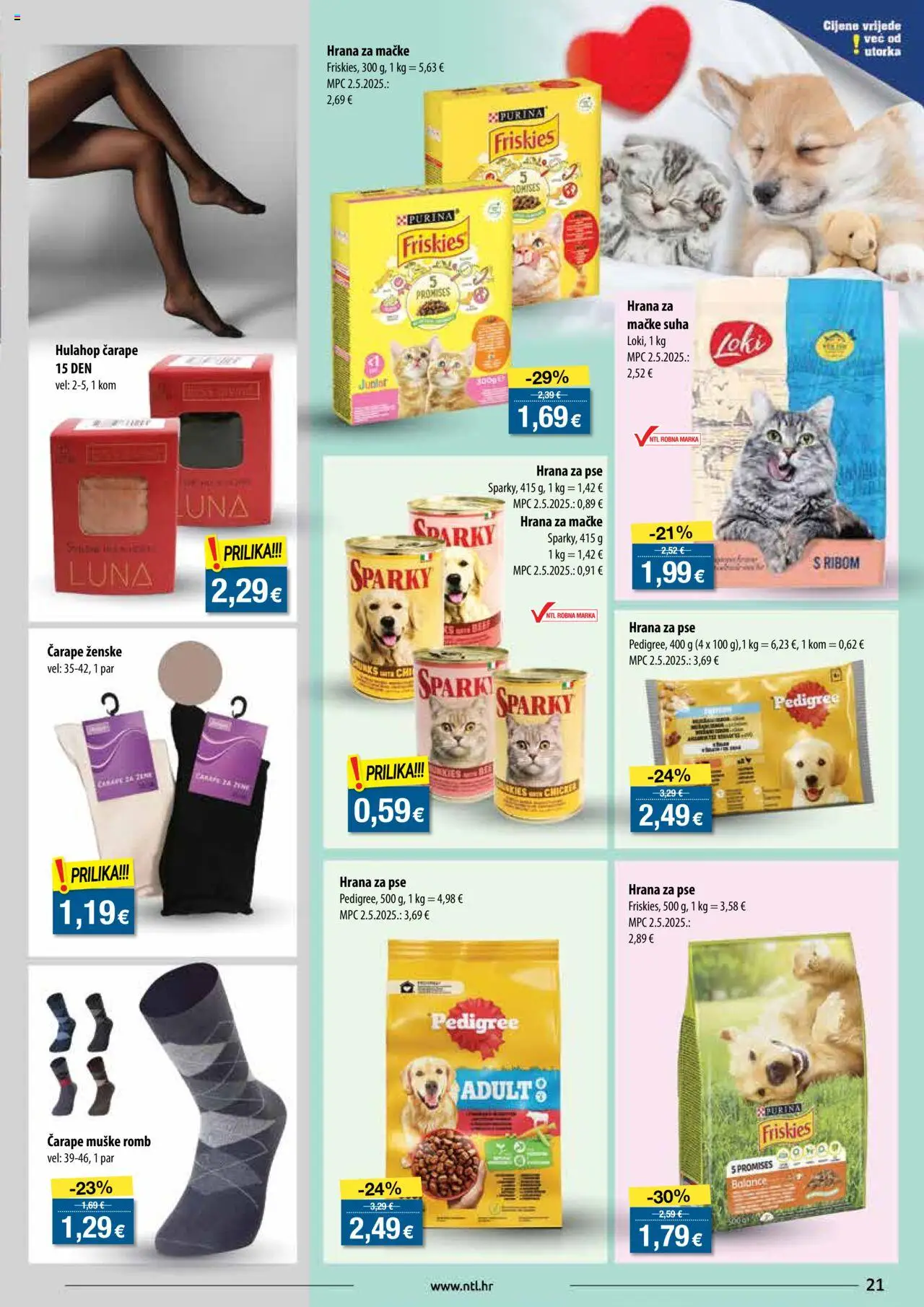 NTL katalog | vrijedi od 08.10.2025 | Stranica: 21 | Proizvodi: Hrana za pse, Čarape, Hrana za mačke
