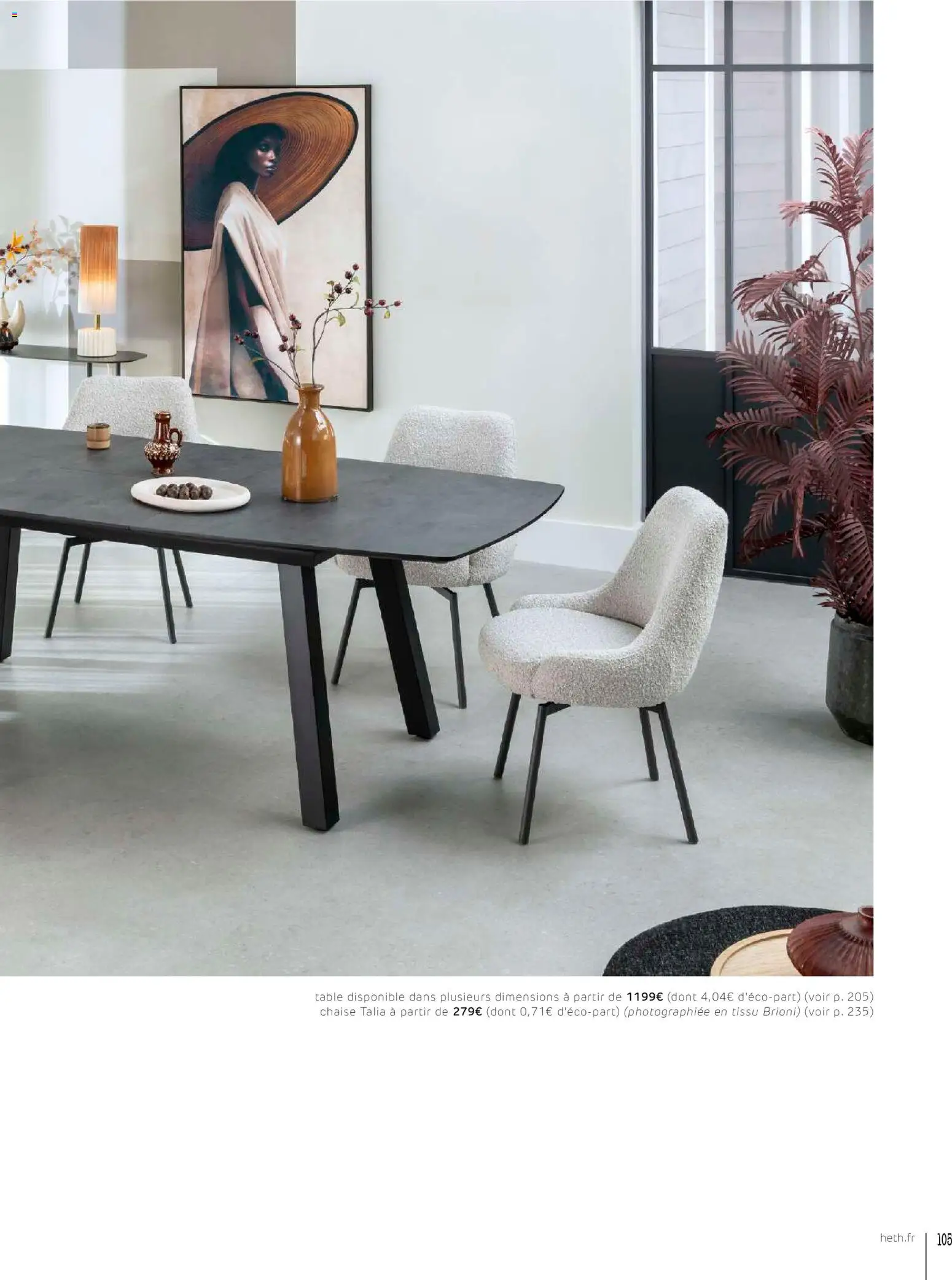 {H1} | Page: 105 | Produits: Table, Chaise