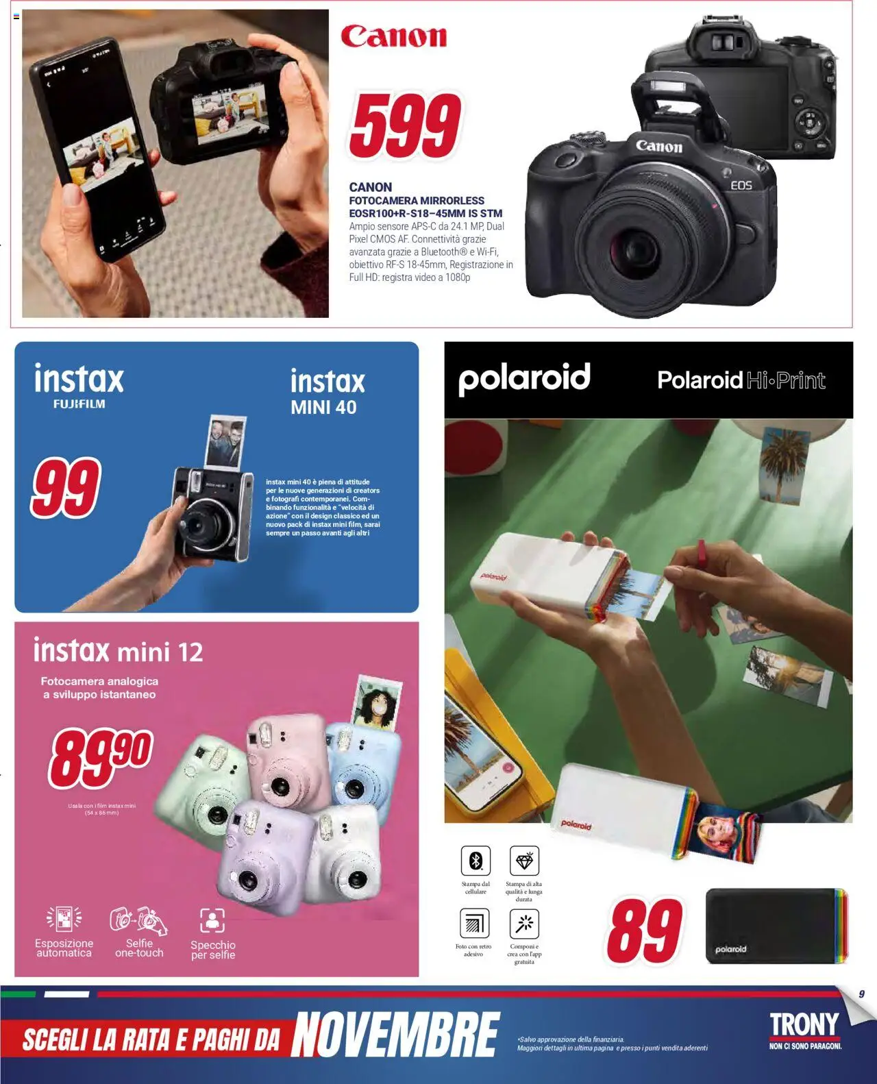 Volantino Trony del 21.08.2025 | Pagina: 9 | Prodotti: Cellulare, Video, Fotocamera, Stampa