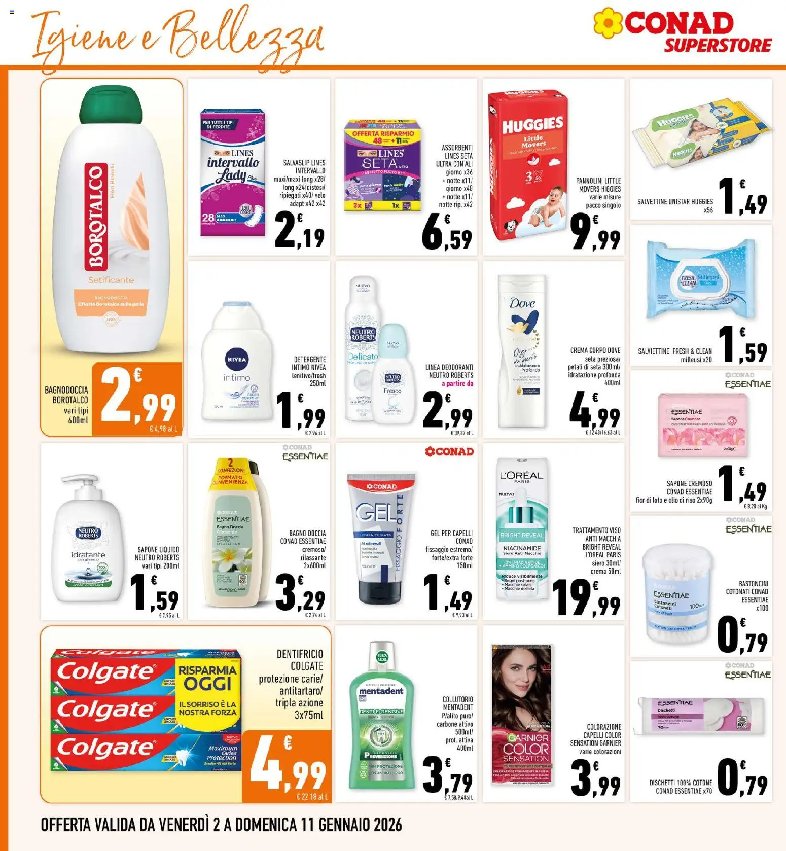 Volantino Conad del 02.01.2026 | Pagina: 20 | Prodotti: Crema, Dentifricio, Detergente intimo, Profumo