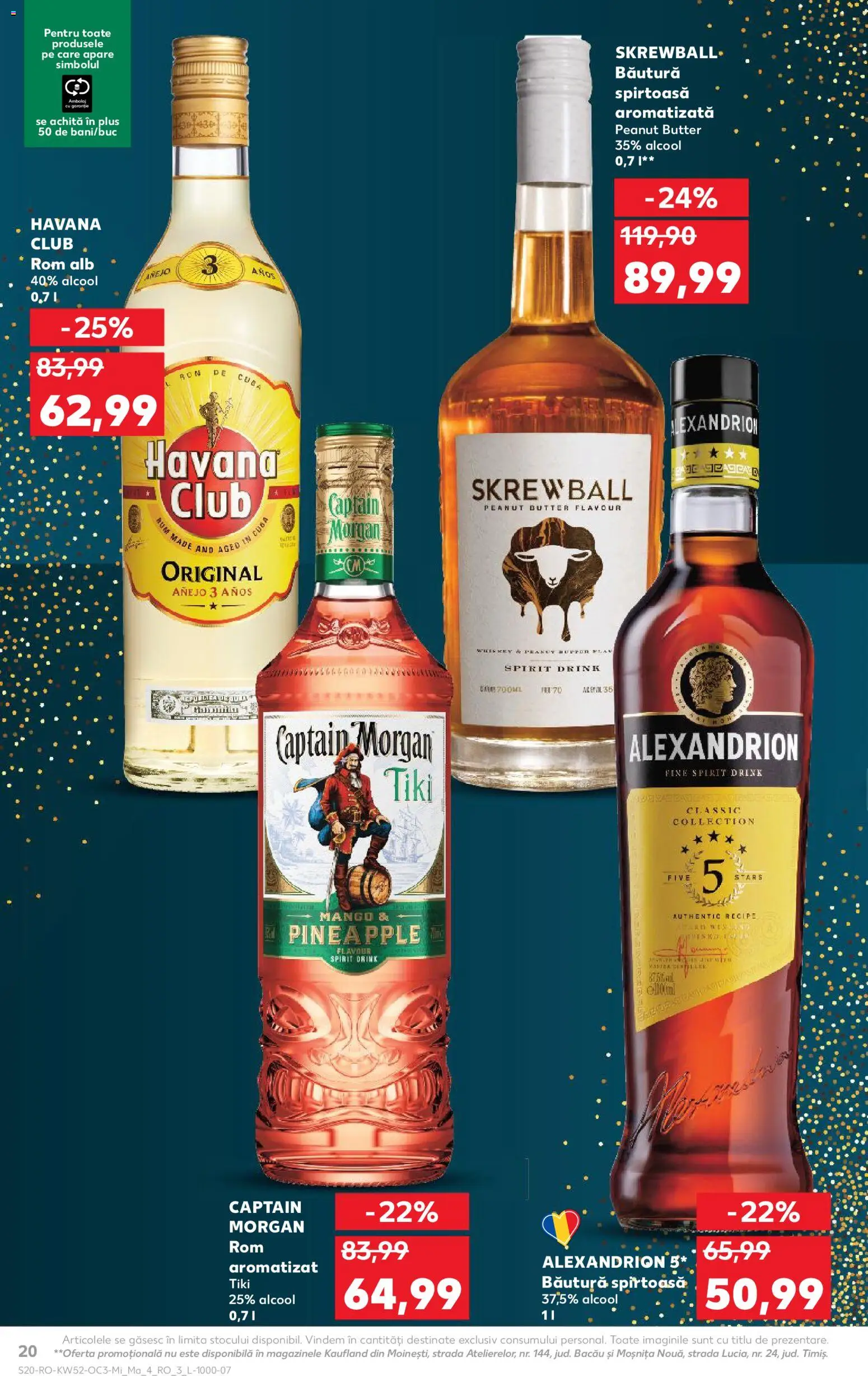 Kaufland RO akciós ujság - amely érvényes a következő dátumtól: 24.12.2025 | Oldal: 20 | Termékek: Rum, Captain morgan, Mangó