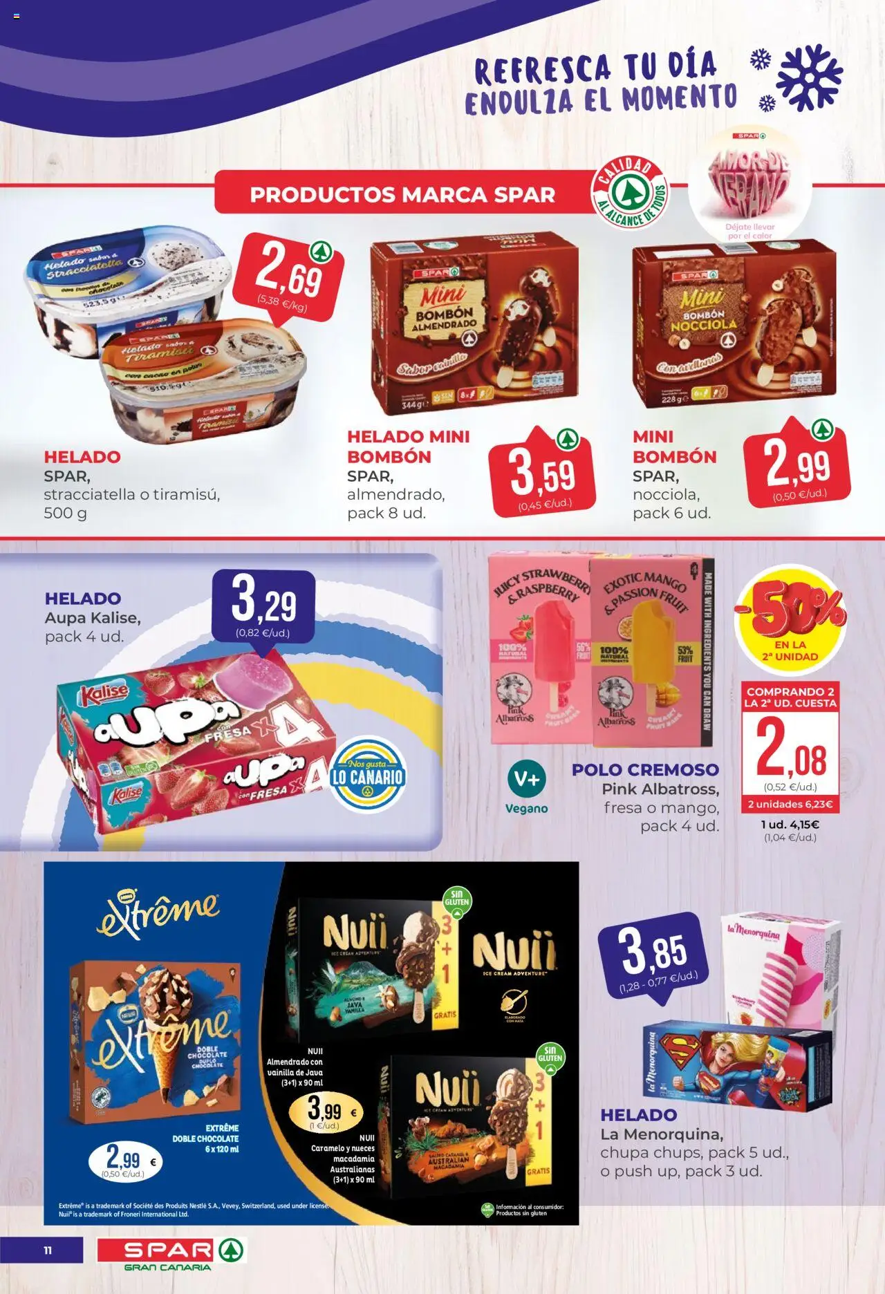Spar folleto │ válido desde el 27.06.2025 | Página: 11 | Productos: Polvo, Helado bombón, Helado, Ρούτερ