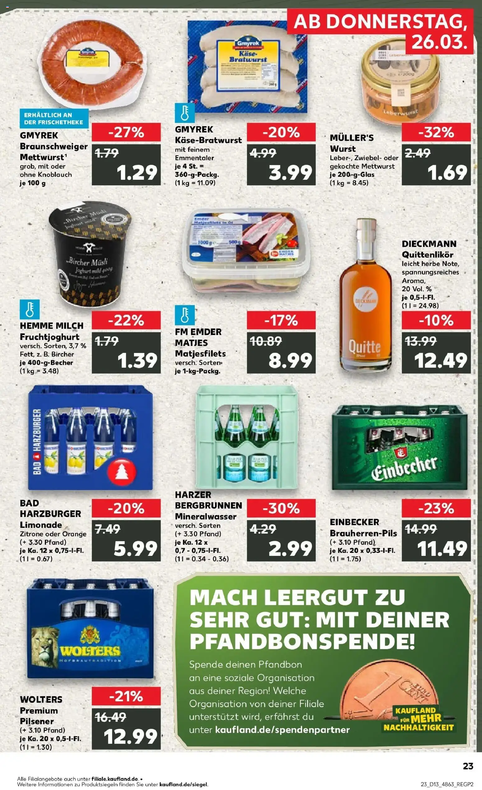 Kaufland Prospekt Wolfsburg	 – gültig ab 26.03.2026 | Seite: 23 | Produkte: Musli, Milch, Bad, Fruchtjoghurt