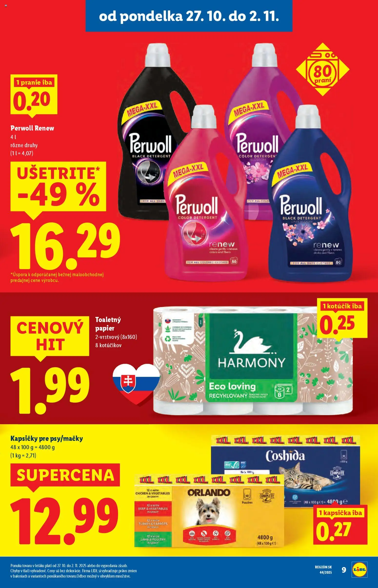 Nové Lidl akcie – leták je platný od 27.10.2025 | Strana: 11 | Produkty: Perwoll, Toaletný papier