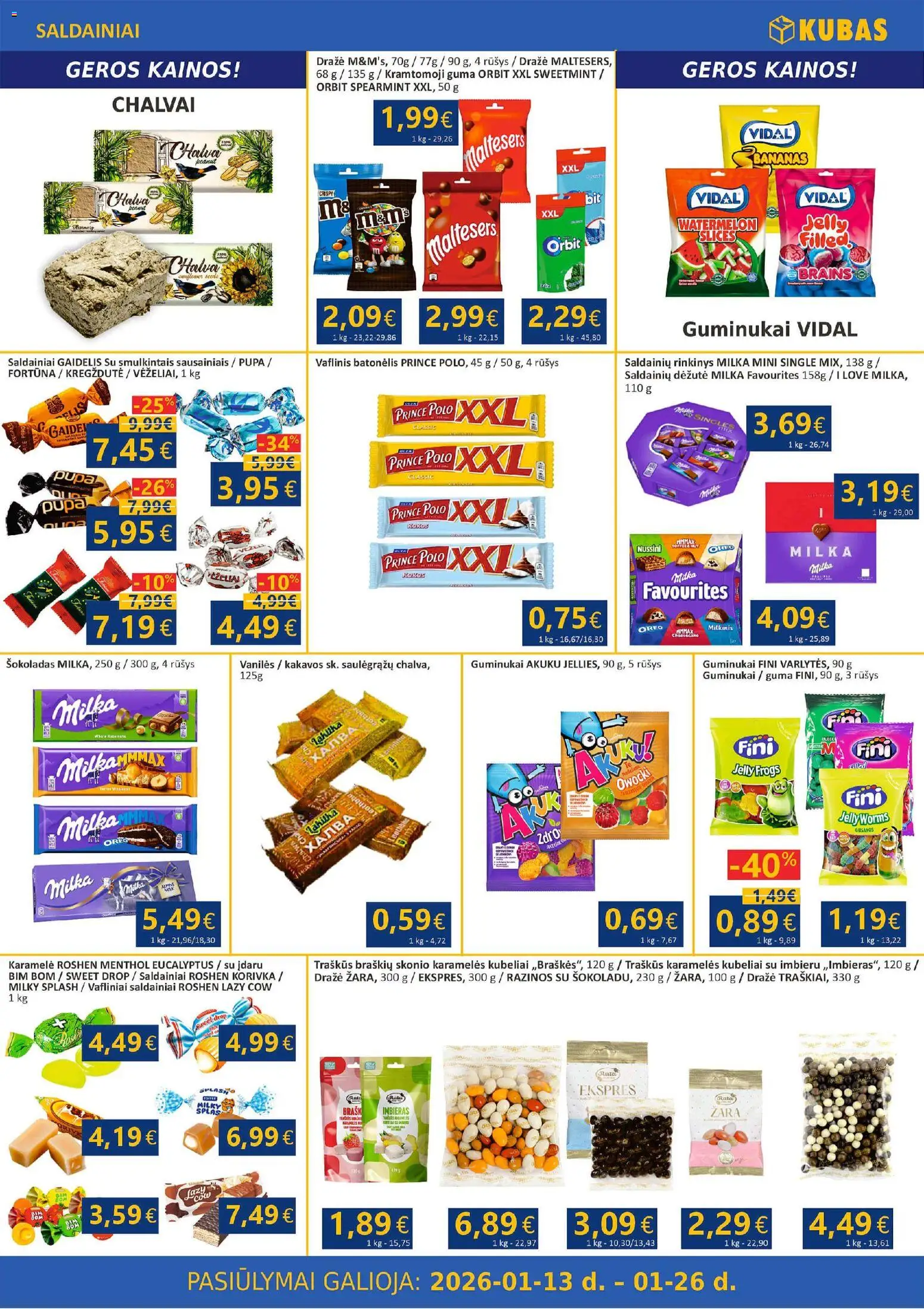 Kubas akcijos nuo 13.01.2026 | Puslapis: 7 | Prekių: Šokoladas, Guminukai, Saldainiai