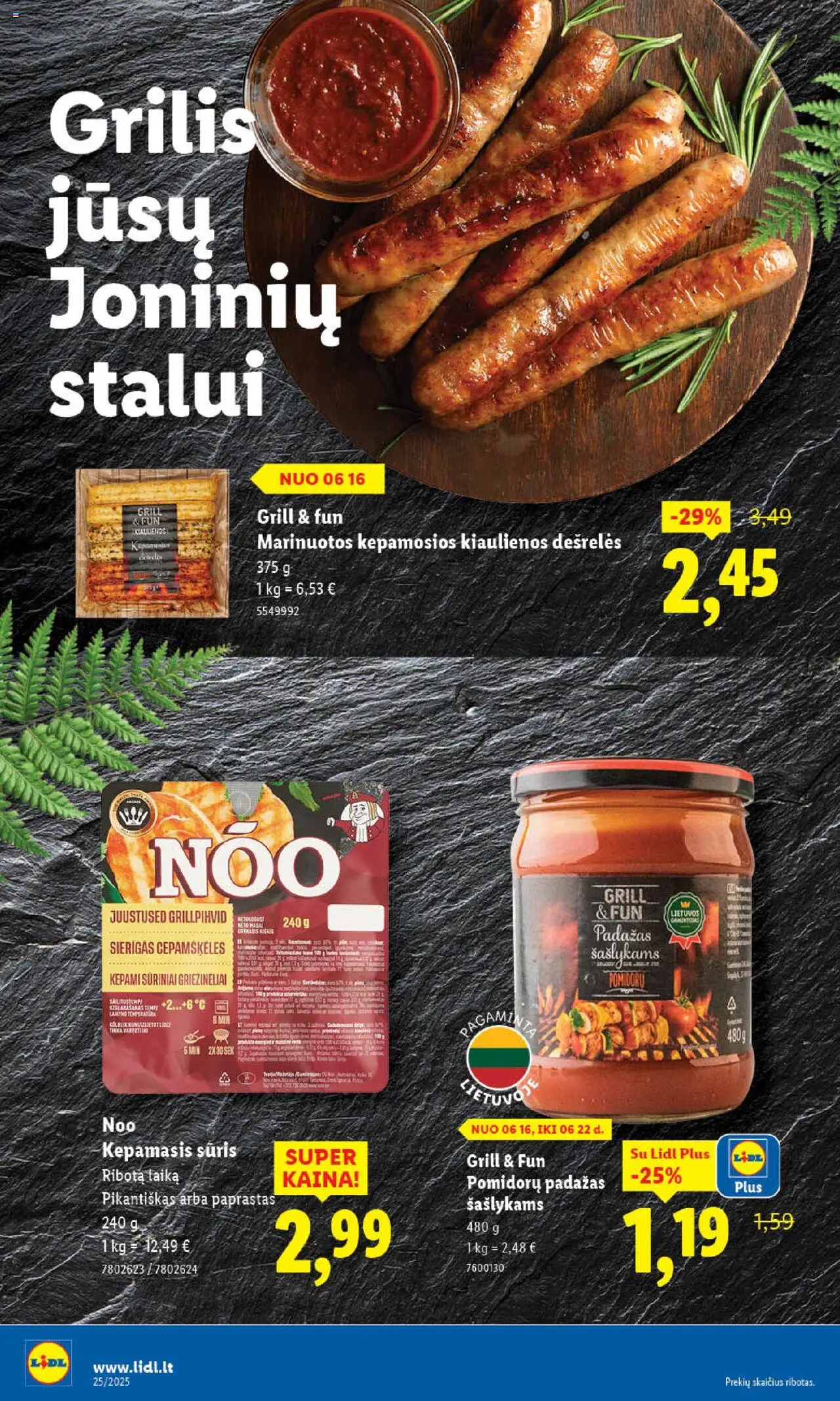 LIDL leidinys│galioja nuo 16.06.2025 | Puslapis: 50 | Prekių: Kiaulienos, Dešrelės, Sūris, Padažas