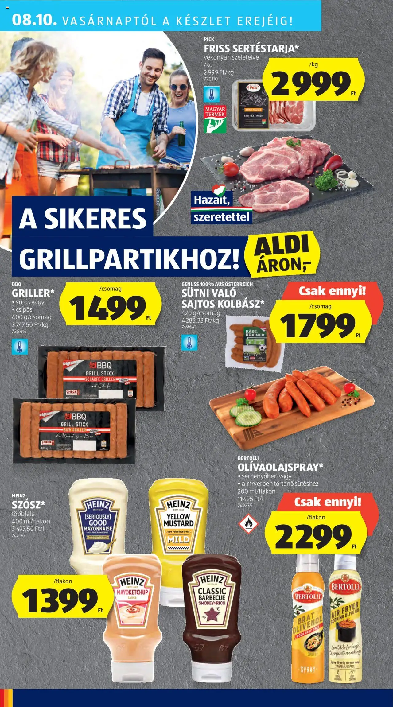 Aldi akciós ujság - amely érvényes a következő dátumtól: 07.08.2025 | Oldal: 38 | Termékek: Sertéstarja, Pick, Grill
