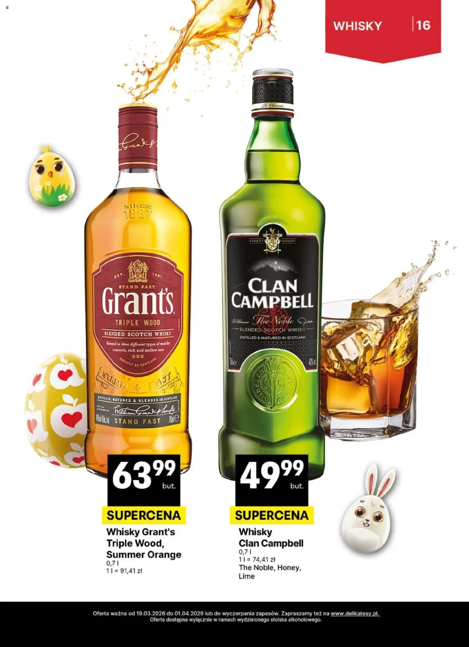 Delikatesy Centrum gazetka - DeliBarek od 19.03.2026 | Strona: 16 | Produkty: Grant's, Whisky