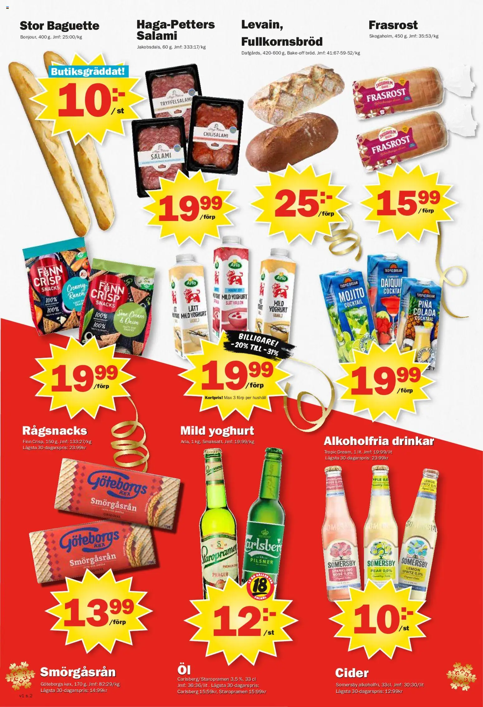 Pekås reklamblad aktuell från 29.12.2025 | Sida: 2 | Produkter: Baguette, Salami, Cider, Hallon