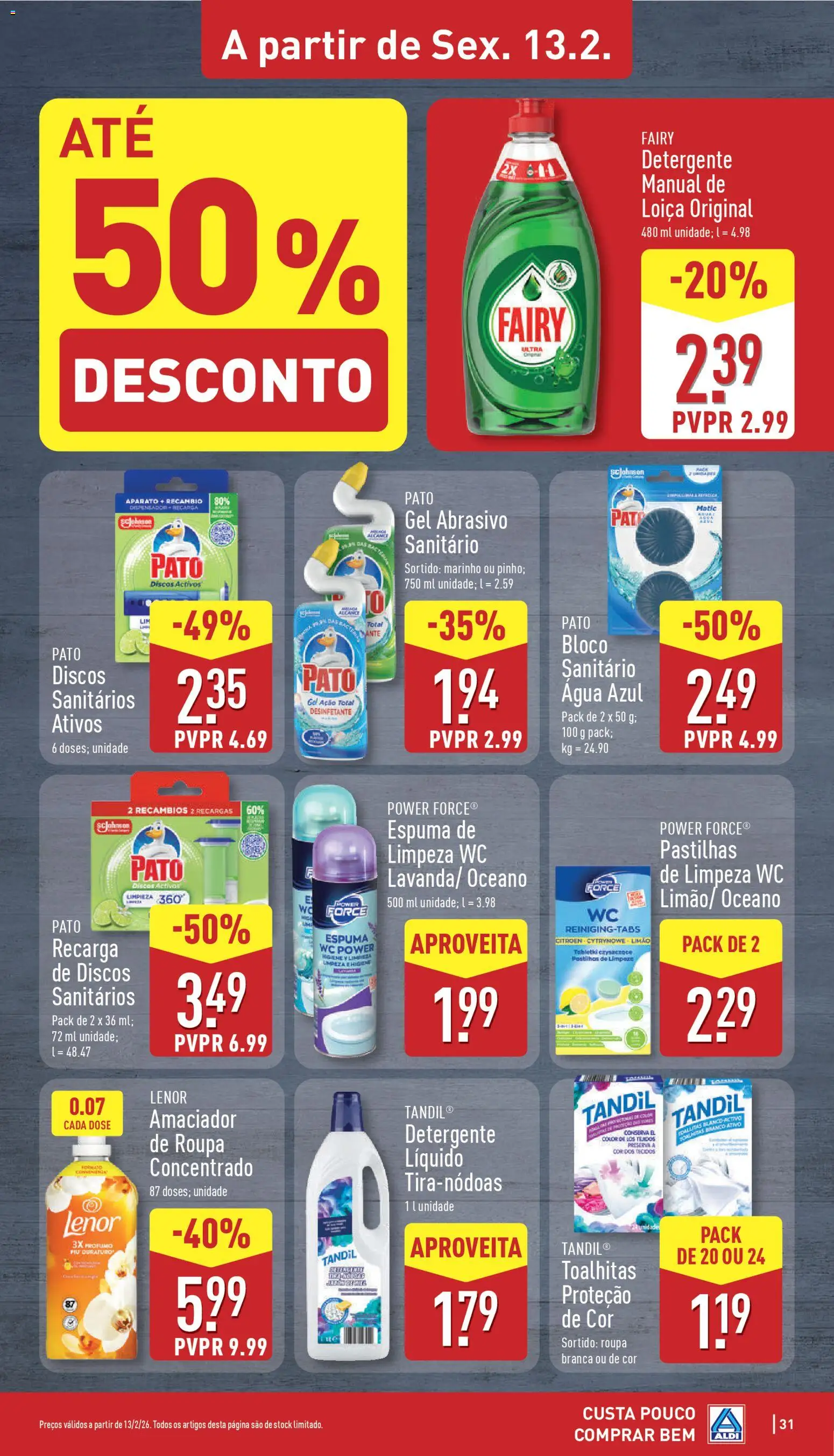 Aldi folheto │ válido de 09.02.2026 | Página: 31 | Produtos: Agua, Amaciador de roupa, Detergente