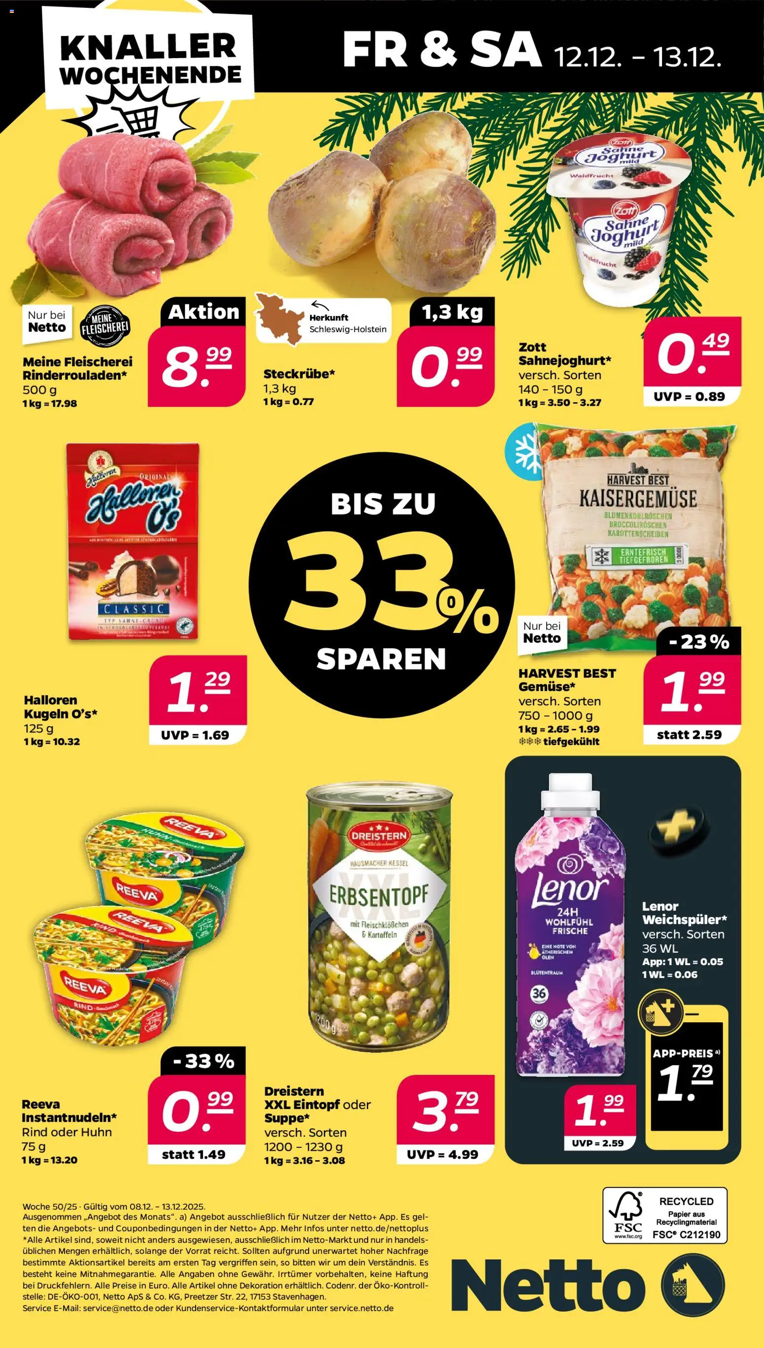 Netto Prospekt 	 – gültig ab 08.12.2025 | Seite: 34 | Produkte: Lenor, Joghurt, Kartoffeln, Sahne