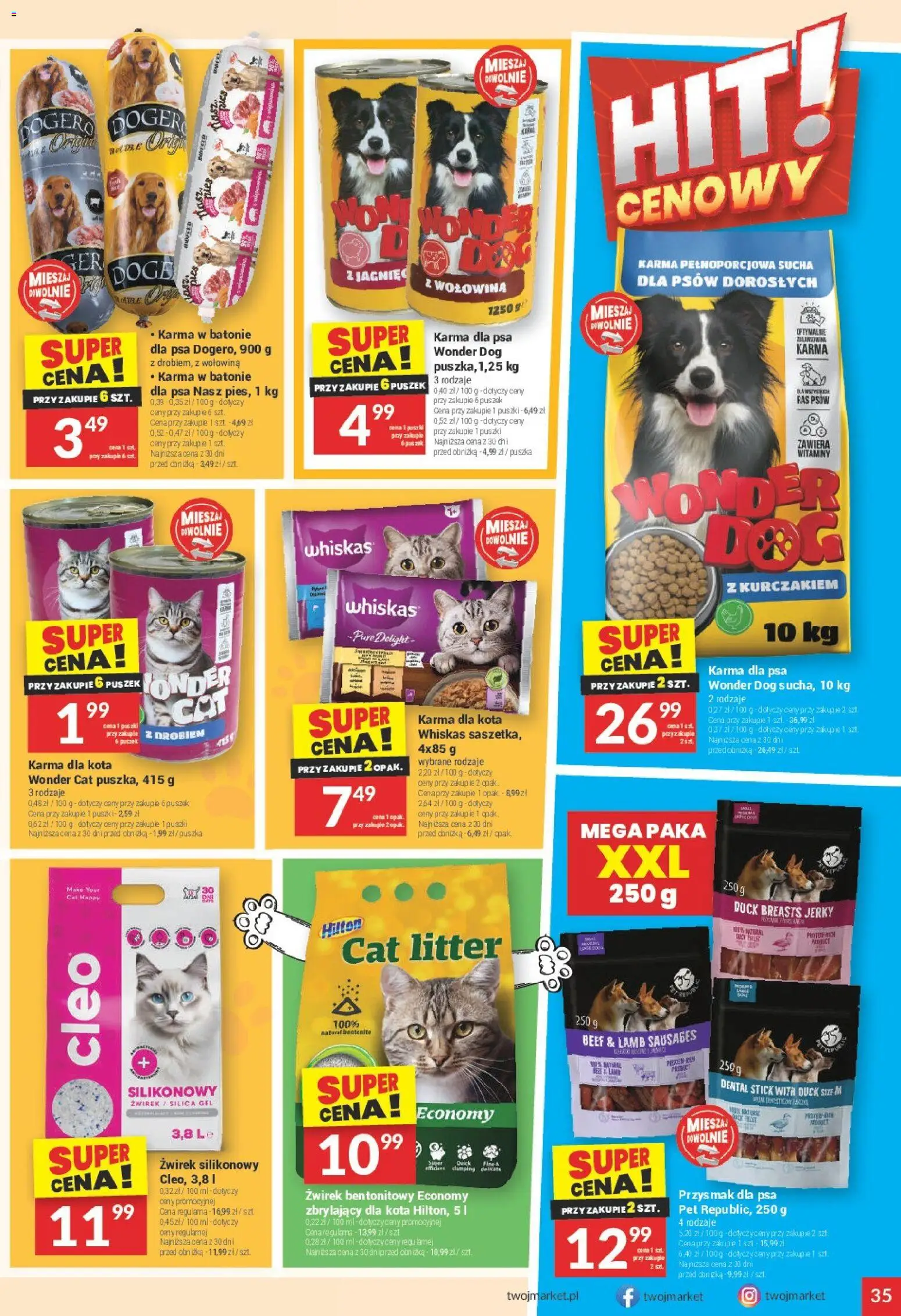 Twój Market gazetka od 28.04.2026 | Strona: 35 | Produkty: Mak, Karma dla psa, Żwirek bentonitowy, Wołowina