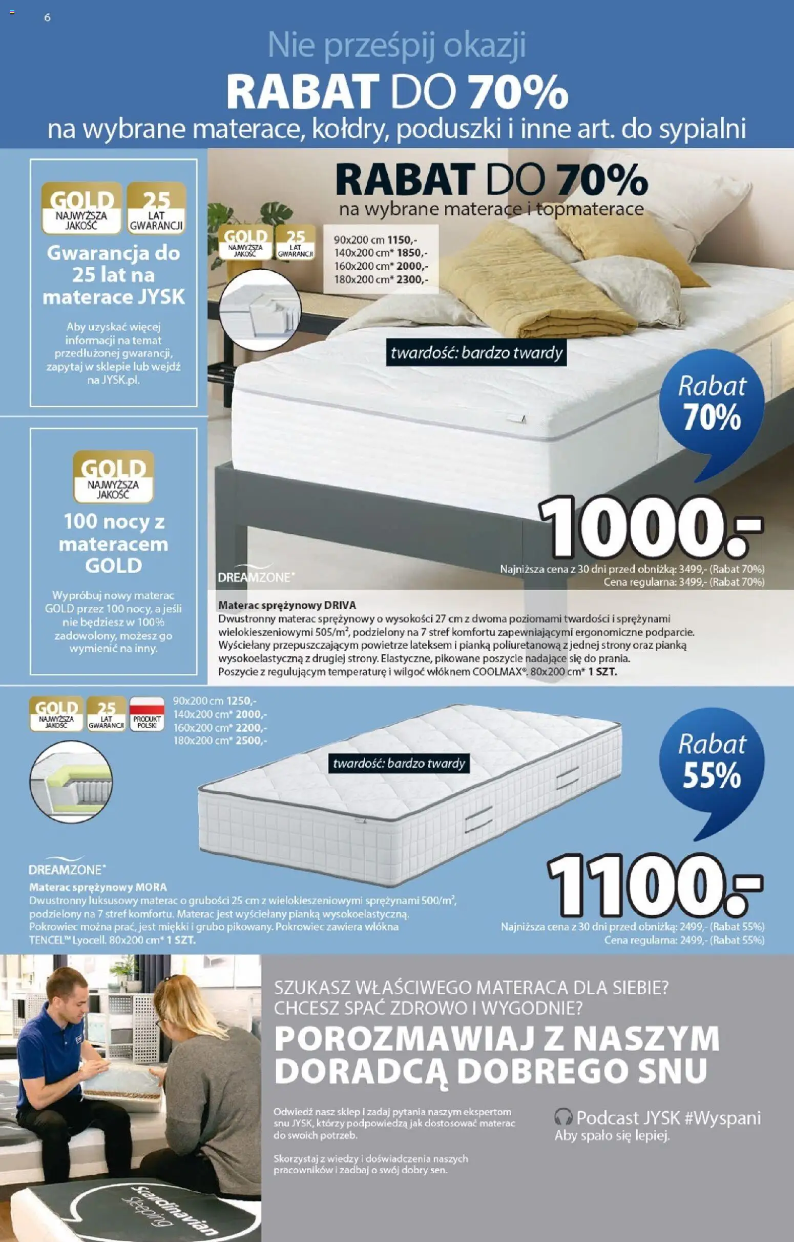 JYSK Gazetka od 14.01.2026 | Strona: 6 | Produkty: Materac