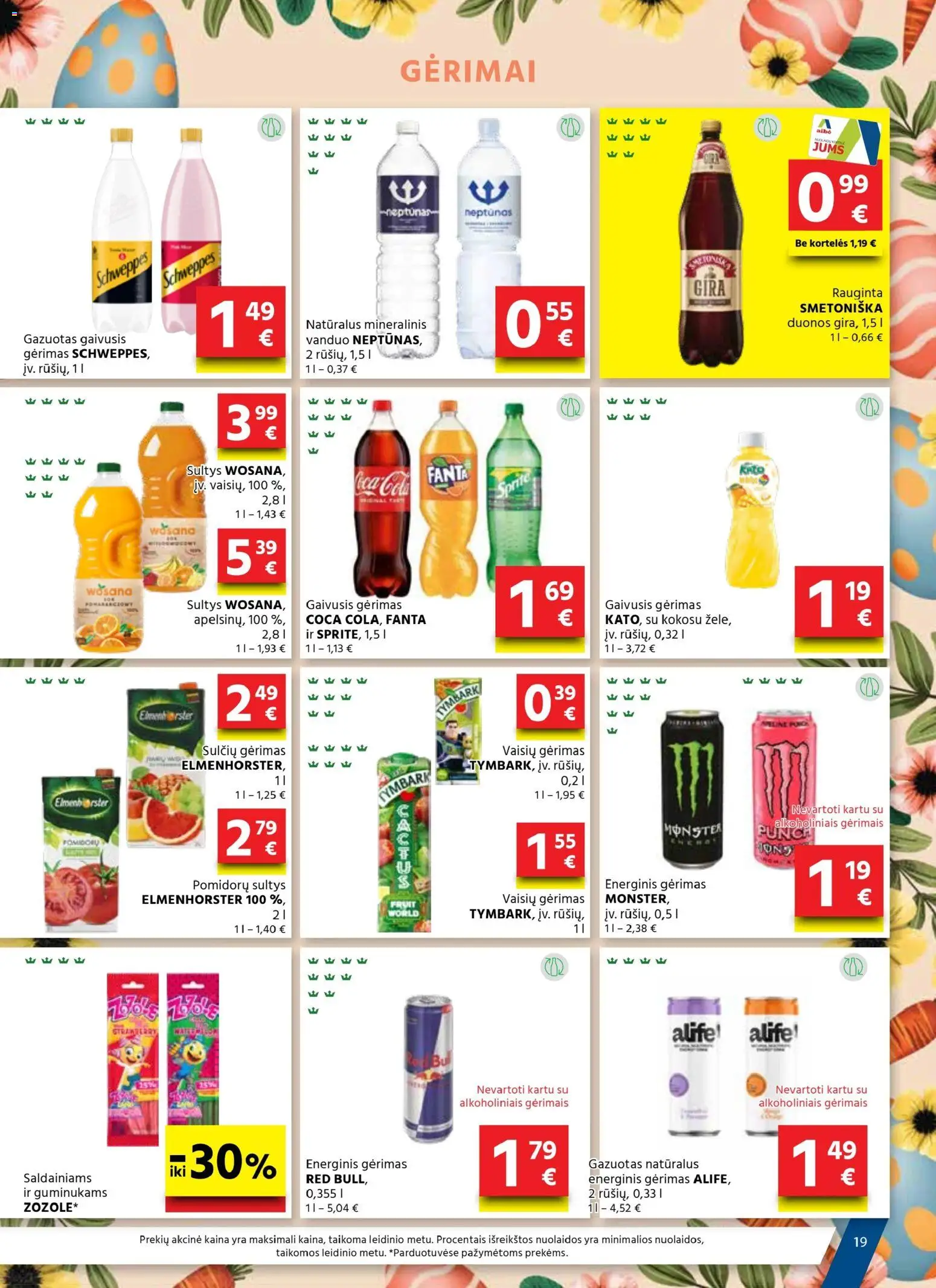 AIBE akcijos nuo 19.03.2026 | Puslapis: 19 | Prekių: Gaivusis gėrimas, Energinis gėrimas, Sultys