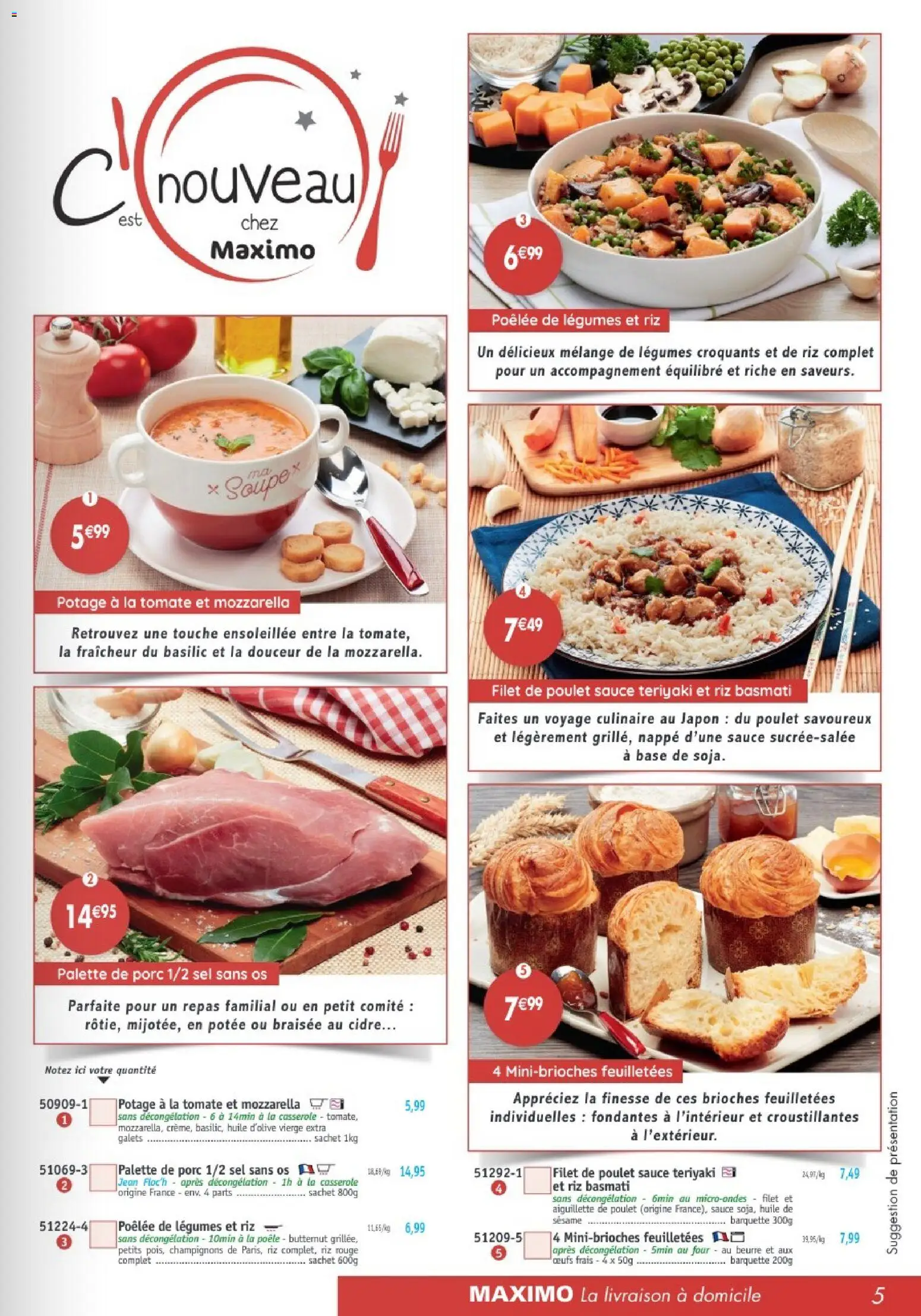 {H1} | Page: 5 | Produits: Huile d'olive vierge, Riz basmati, Sel, Nappe