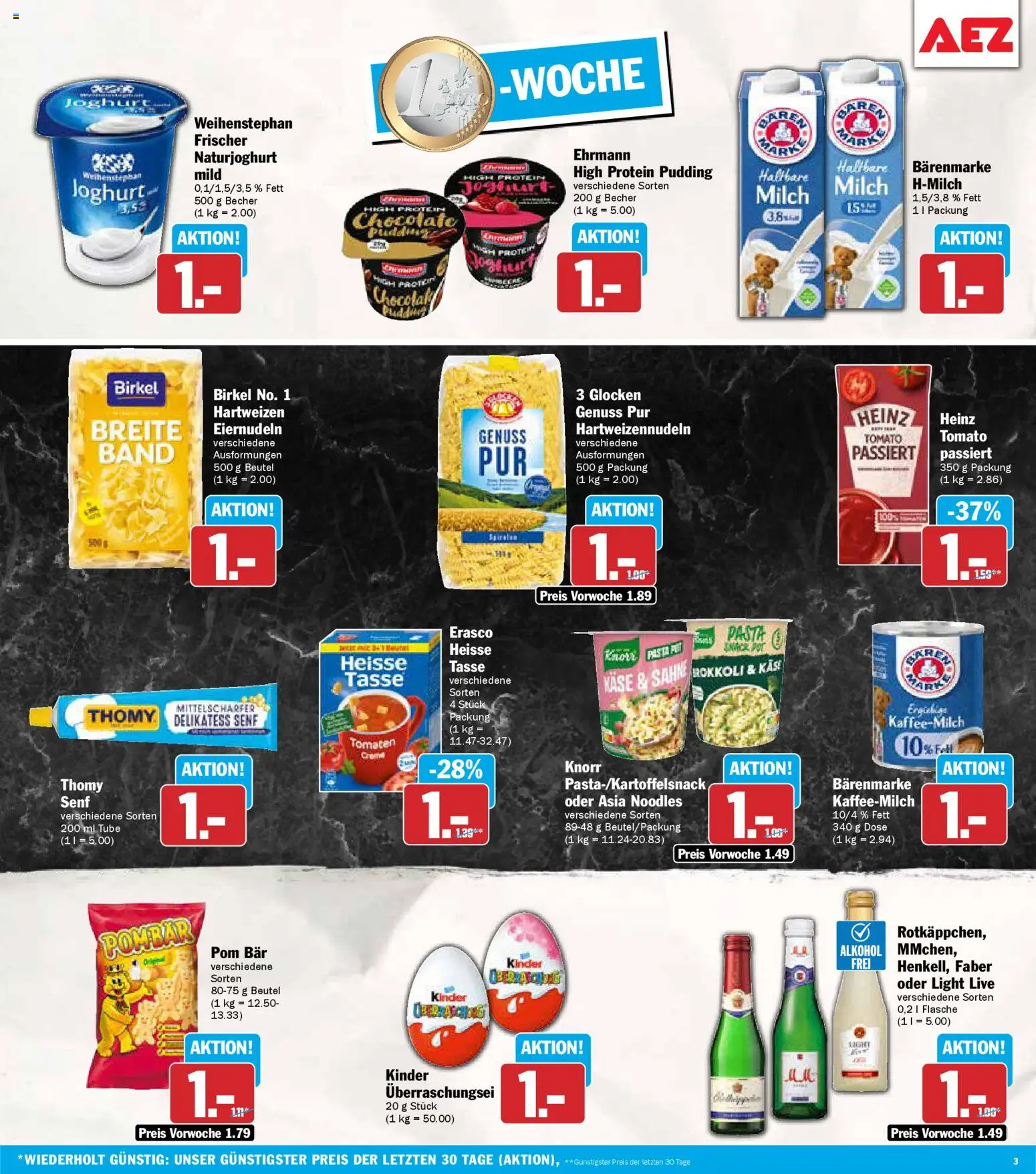AEZ Prospekt 	 – gültig ab 19.01.2026 | Seite: 3 | Produkte: High protein pudding, Knorr, Pasta, Erasco