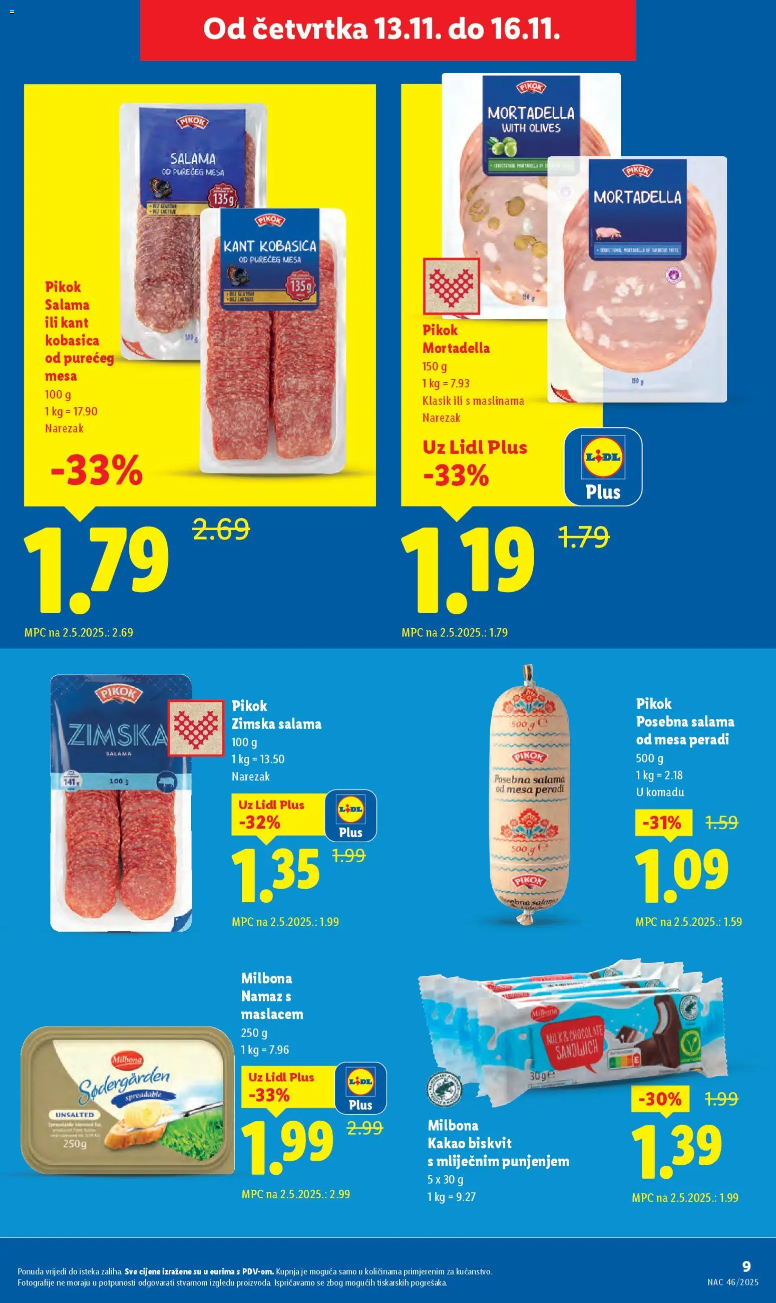 Lidl katalog | vrijedi od 13.11.2025 | Stranica: 9 | Proizvodi: Narezak, Kobasica, Kakao, Namaz