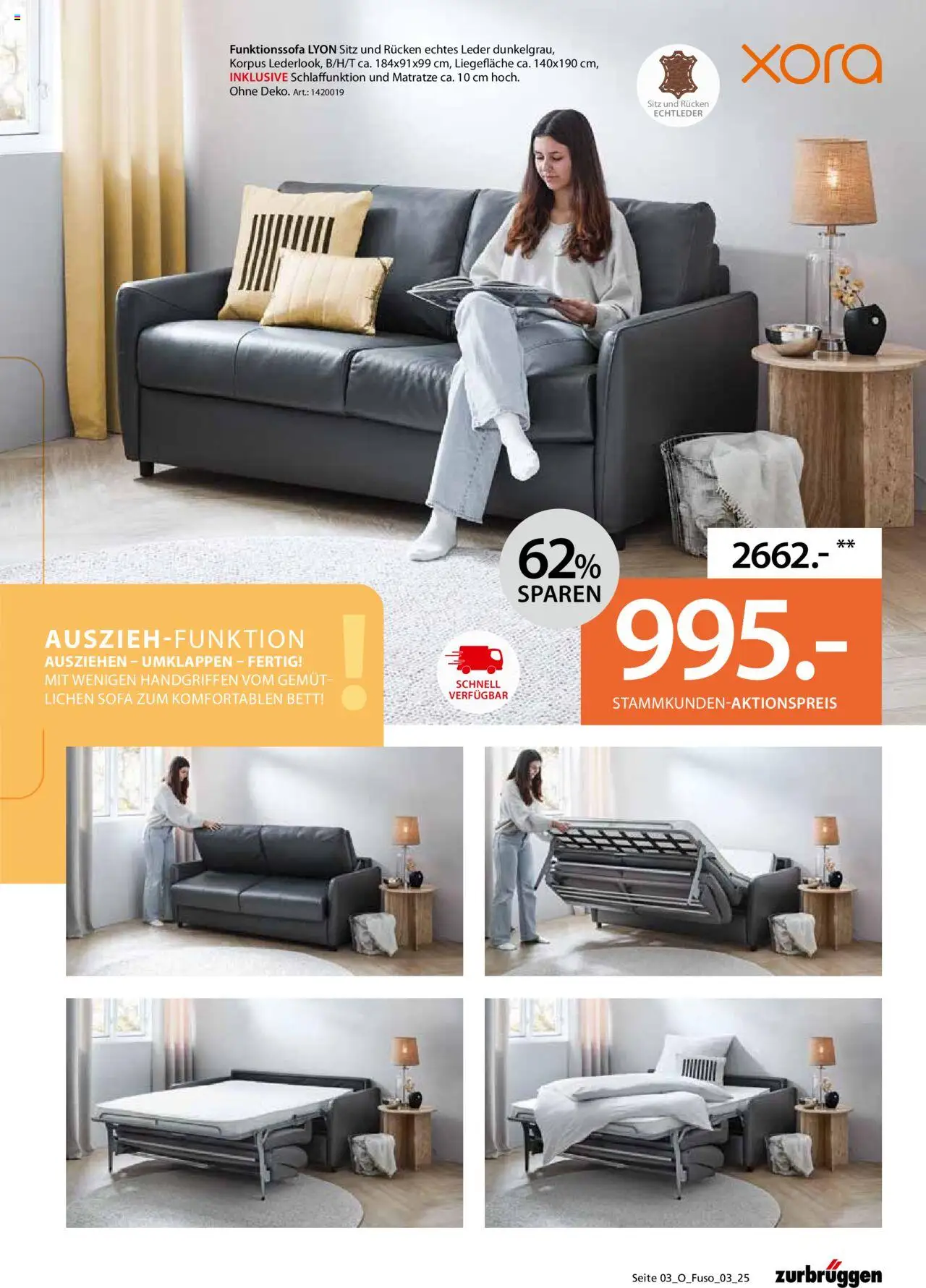 Zurbrüggen Schlafsofa Spezial – gültig ab 12.09.2025 | Seite: 3 | Produkte: Bett, Matratze, Sofa