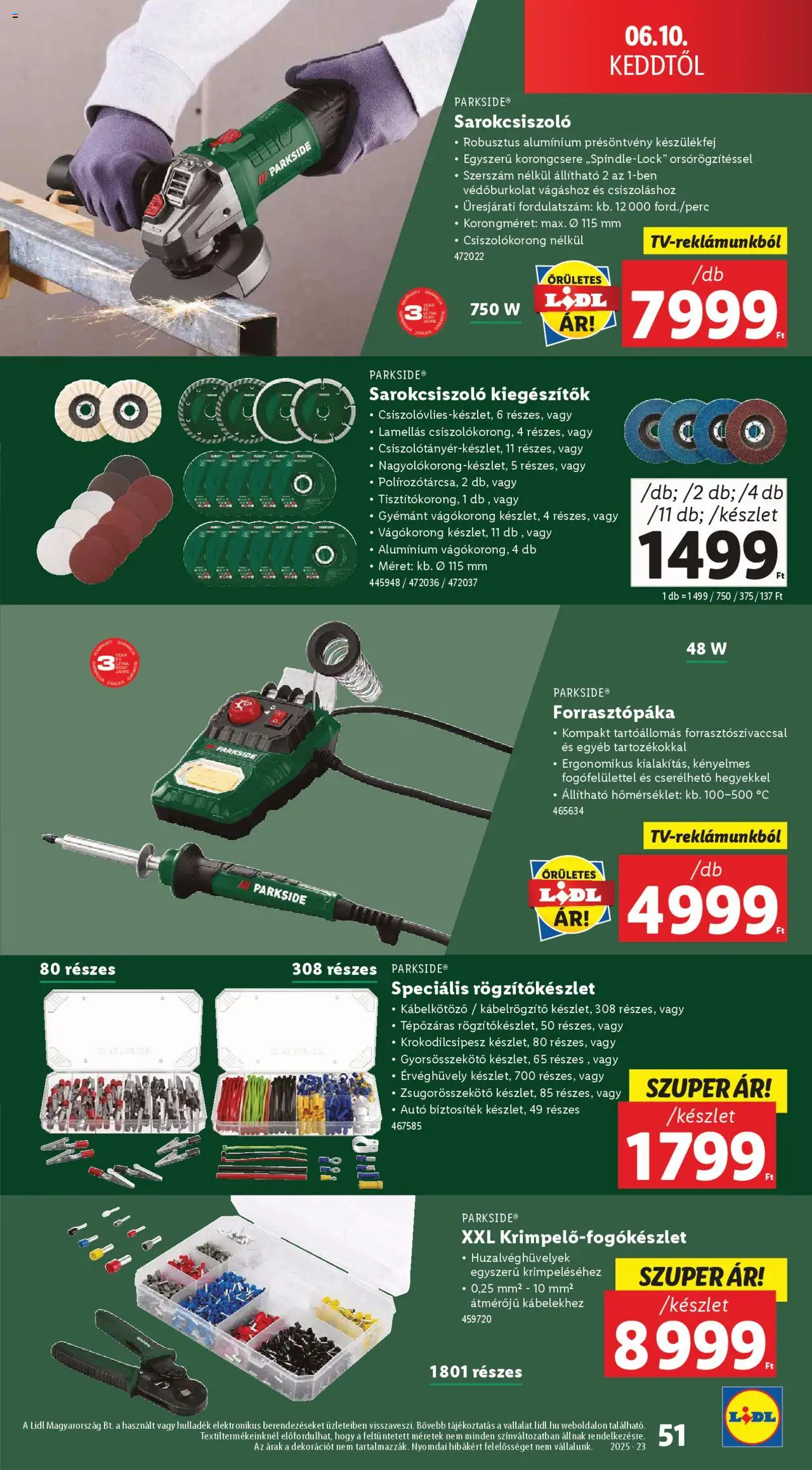 Lidl akciós ujság - amely érvényes a következő dátumtól: 05.06.2025 | Oldal: 51 | Termékek: Parkside, Sarokcsiszoló