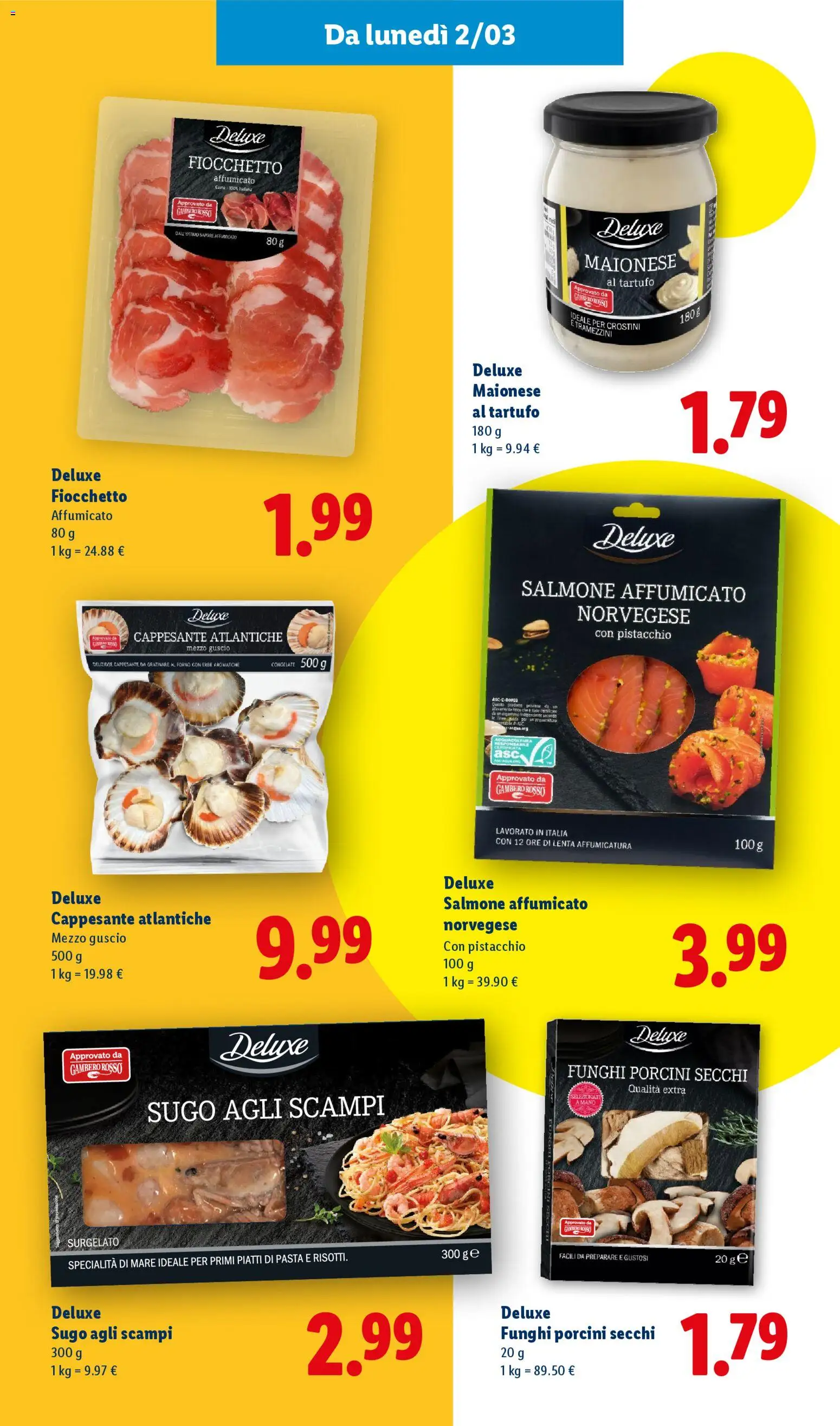 Volantino Lidl del 27.02.2026 | Pagina: 4 | Prodotti: Salmone, Pasta, Funghi, Forno