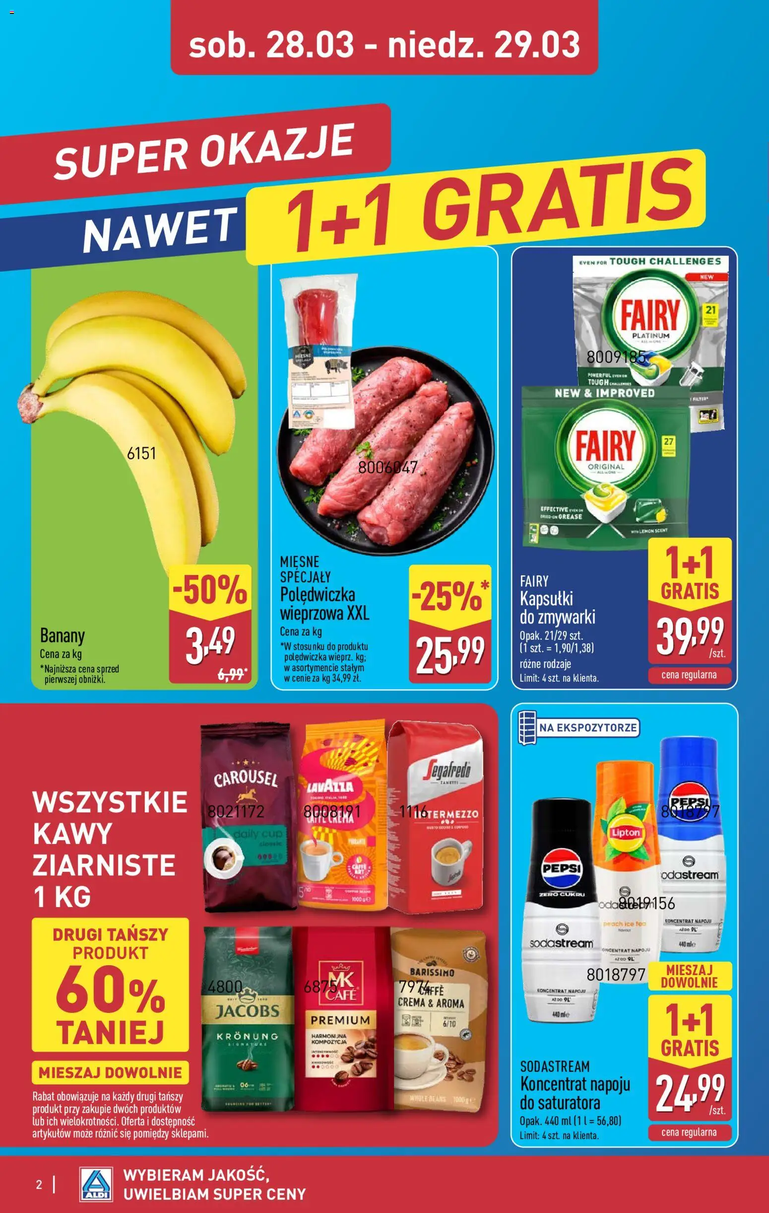 Aldi Polsko leták - Oferta weekendowa od 26.03.2026 | Strana: 2 | Produkty: Banány, Pepsi, Jacobs, Ice tea