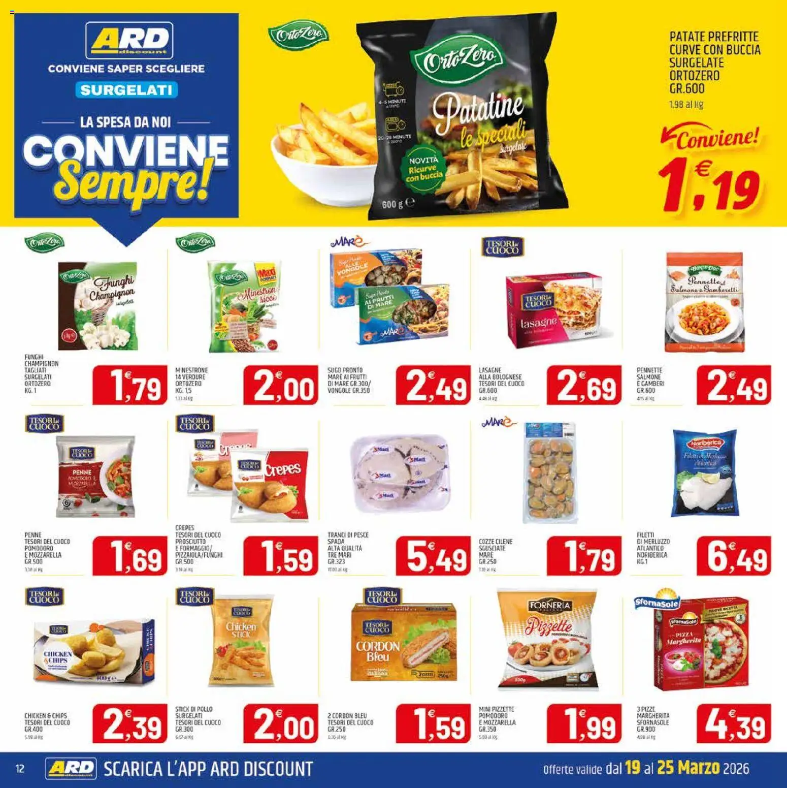 Volantino ARD Discount del 19.03.2026 | Pagina: 12 | Prodotti: Gamberi, Cozze, Mozzarella, Prosciutto