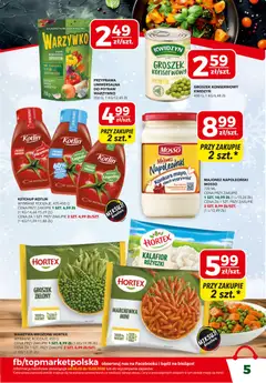 Pogląd oferty "Top Market Gazetka" - ważna od 05.02.2026 | Strona: 5 | Produkty: Kalafior, Groszek konserwowy, Marchewka, Majonez