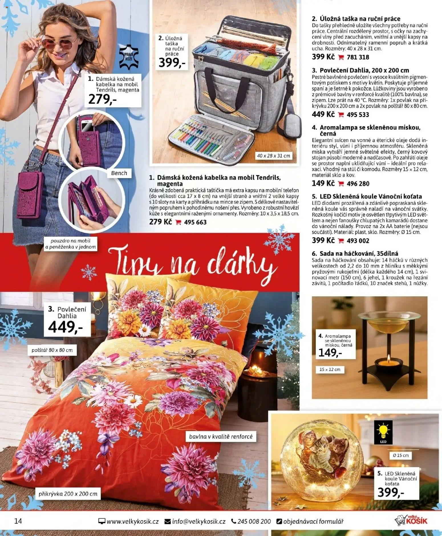 Velký Košík katalog prosinec 2025 od 01.12.2025 | Strana: 14 | Produkty: Kabelka, Peněženka, Povlak na polštář, Polštář