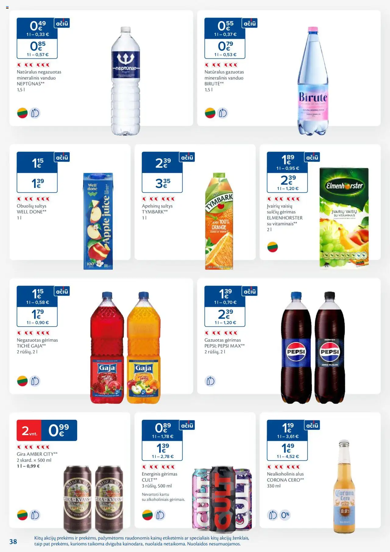 MAXIMA leidinys│galioja nuo 19.08.2025 | Puslapis: 38 | Prekių: Energinis gėrimas, Sultys, Alus, Mineralinis vanduo
