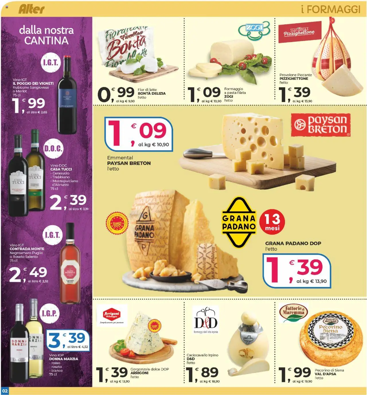 Volantino Alter Discount del 18.09.2025 | Pagina: 2 | Prodotti: Latte, Pasta, Gorgonzola, Emmental