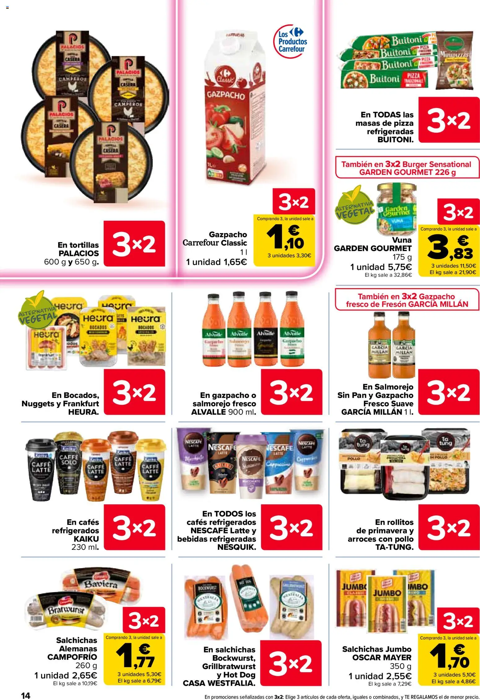 Carrefour folleto │ válido desde el 07.04.2026 | Página: 14 | Productos: Pan, Pizza, Gazpacho, Nuggets
